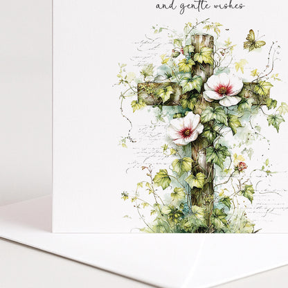 Sympathy Card - Thinking of You Bereavement Cross With Gentle Comfort