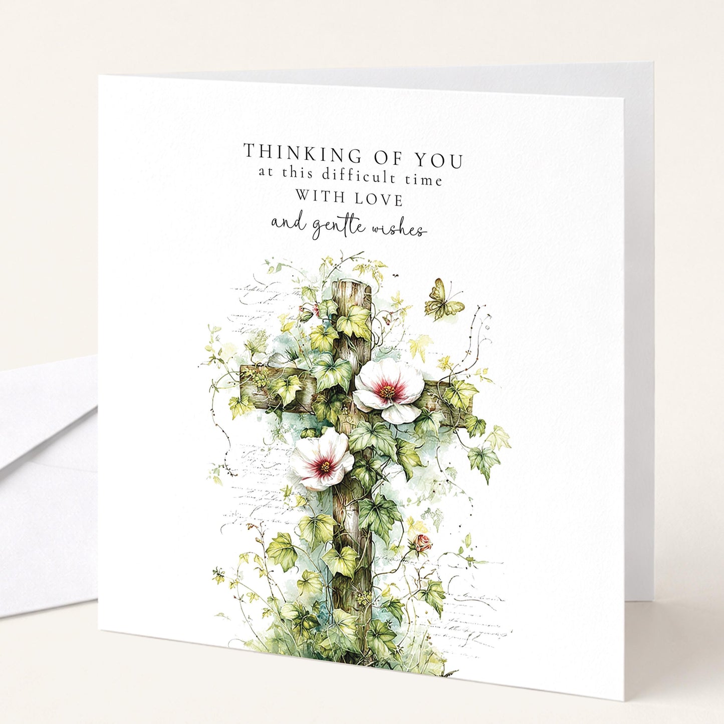 Sympathy Card - Thinking of You Bereavement Cross With Gentle Comfort
