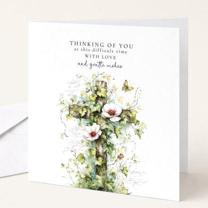 Sympathy Card - Thinking of You Bereavement Cross With Gentle Comfort