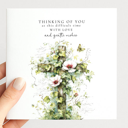 Sympathy Card - Thinking of You Bereavement Cross With Gentle Comfort
