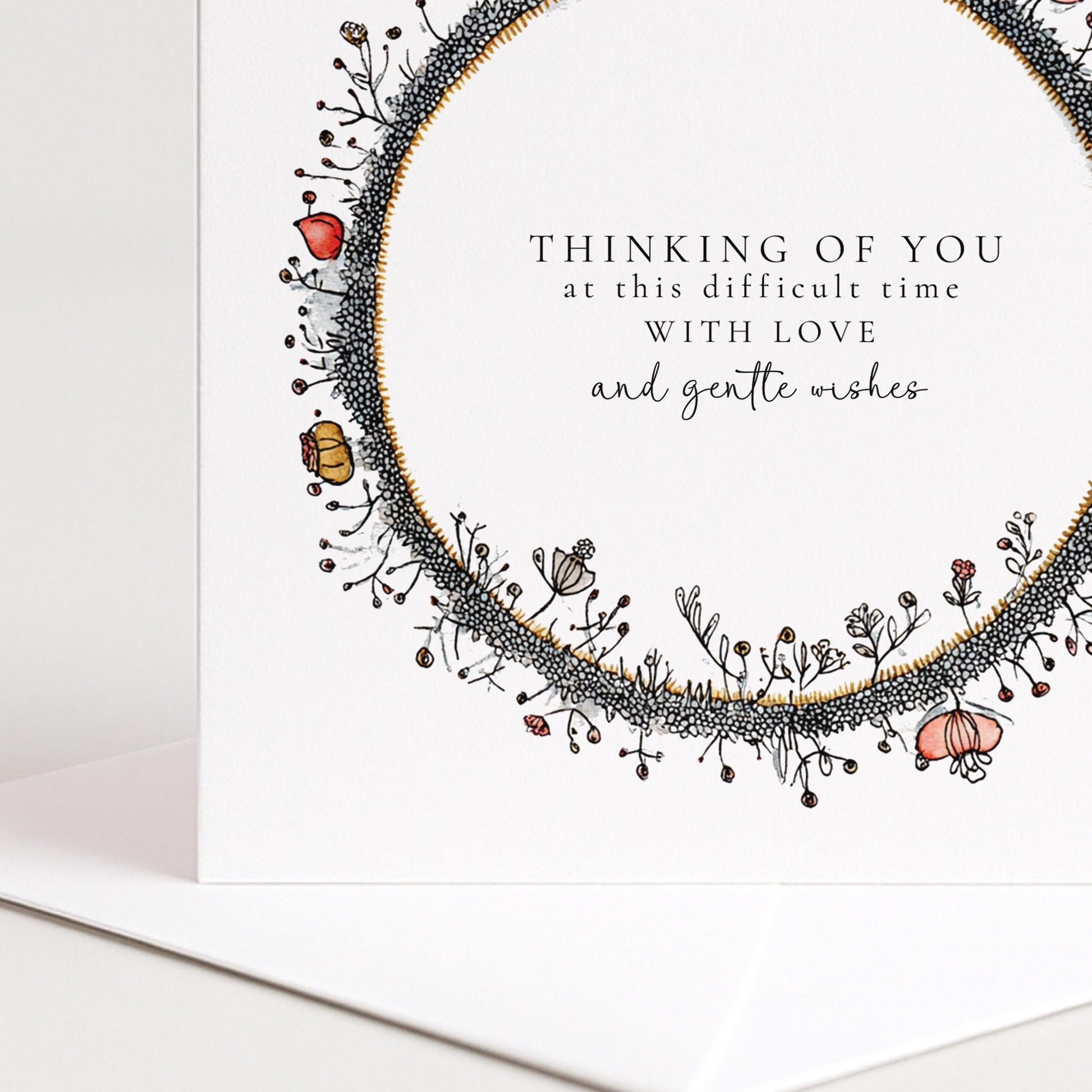 Sympathy Card - Thinking of You Floral Bereavement Comfort Card Matte Finish