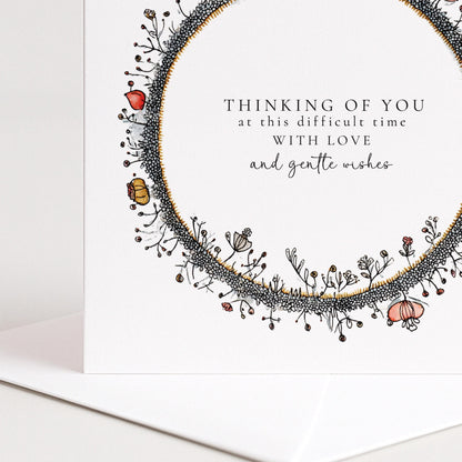 Sympathy Card - Thinking of You Floral Bereavement Comfort Card Matte Finish