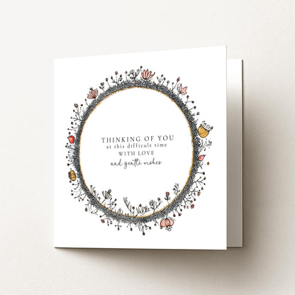 Sympathy Card - Thinking of You Floral Bereavement Comfort Card Matte Finish