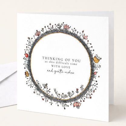 Sympathy Card - Thinking of You Floral Bereavement Comfort Card Matte Finish