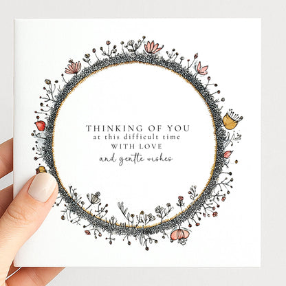 Sympathy Card - Thinking of You Floral Bereavement Comfort Card Matte Finish