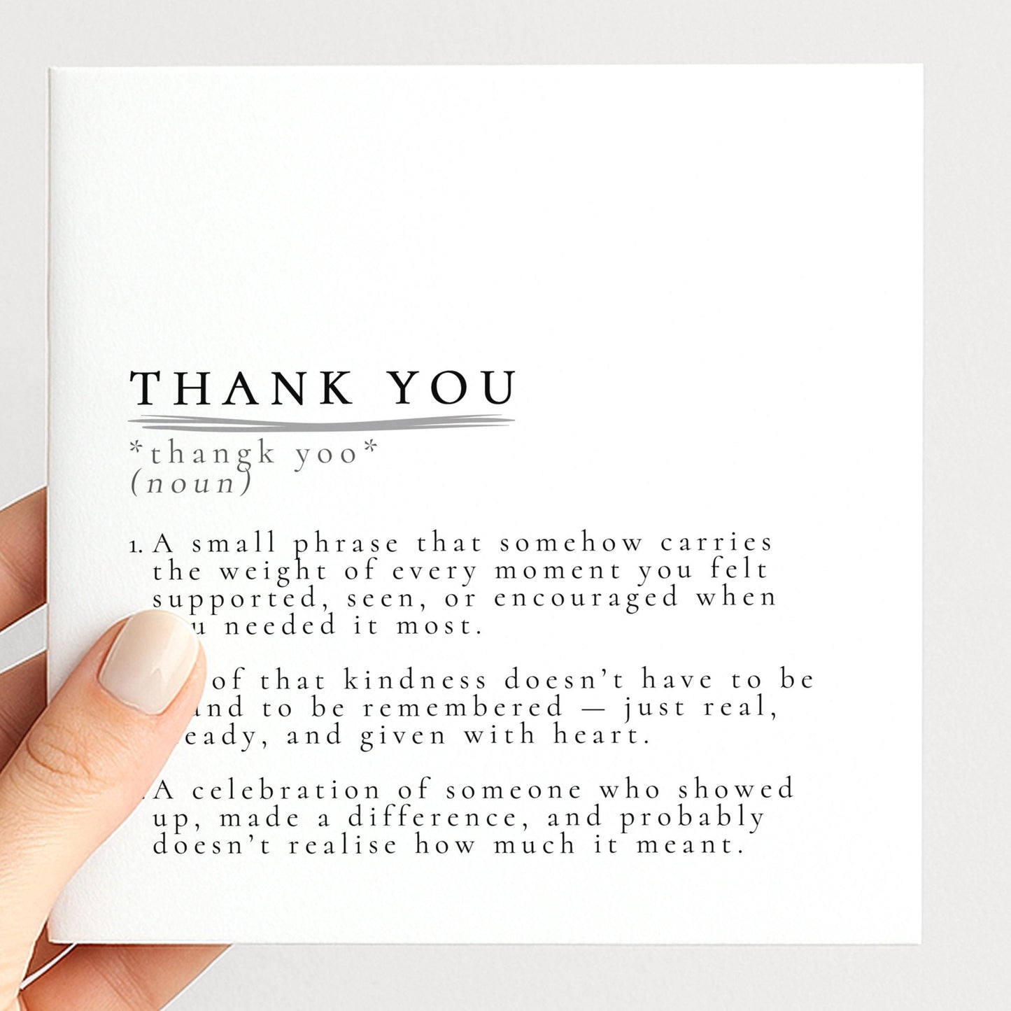 Thank You Card – Definition Style Appreciation Card | Premium Matte Finish