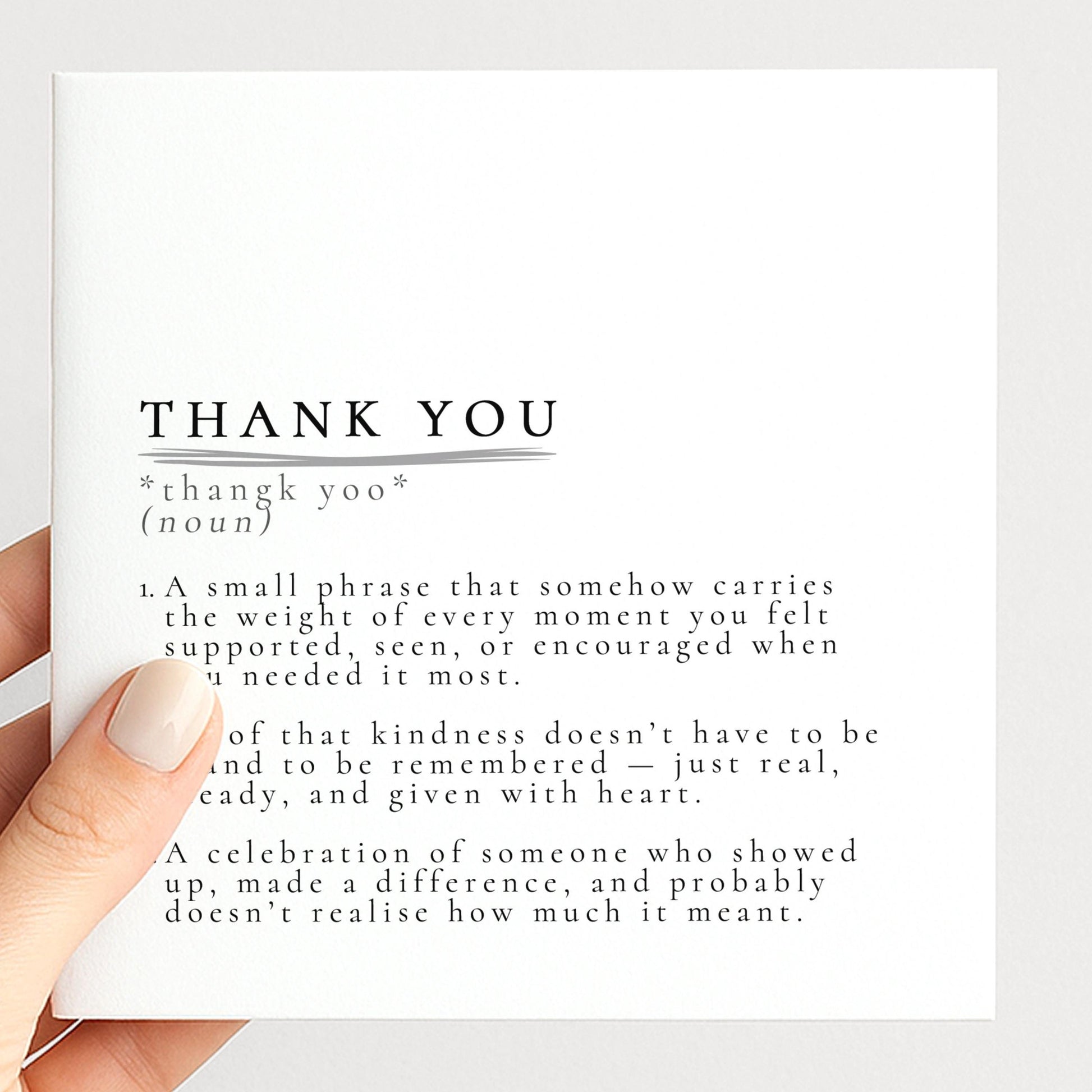 Thank You Card – Definition Style Appreciation Card | Premium Matte Finish