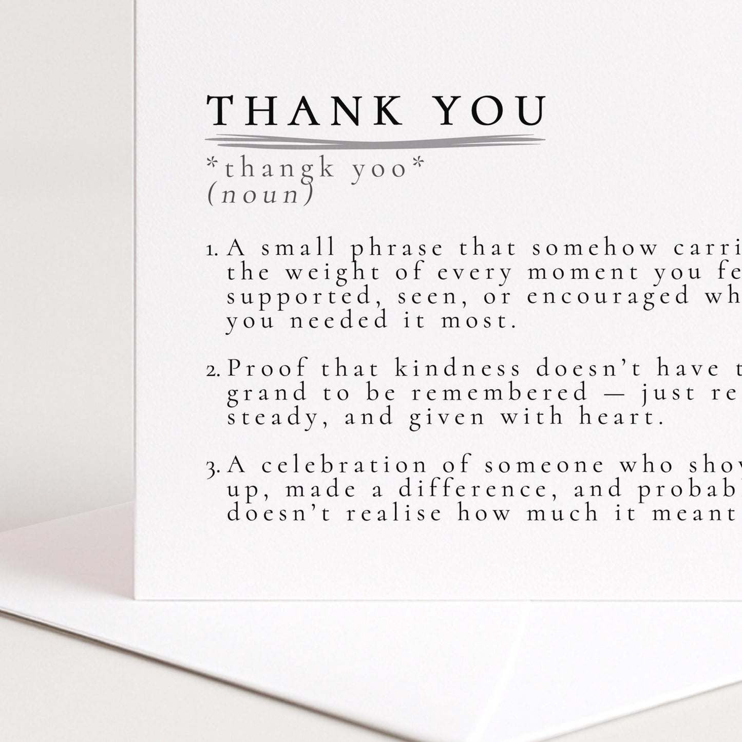 Thank You Card – Definition Style Appreciation Card | Premium Matte Finish