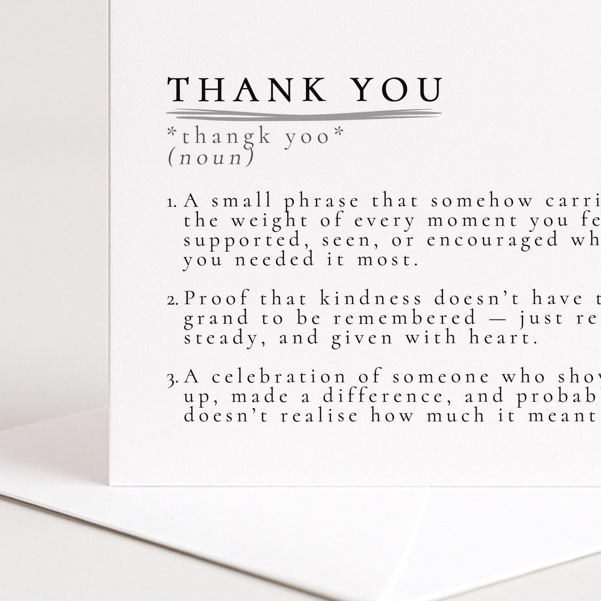 Thank You Card – Definition Style Appreciation Card | Premium Matte Finish