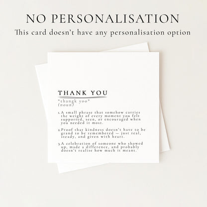 Thank You Card – Definition Style Appreciation Card | Premium Matte Finish