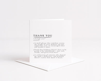 Thank You Card – Definition Style Appreciation Card | Premium Matte Finish