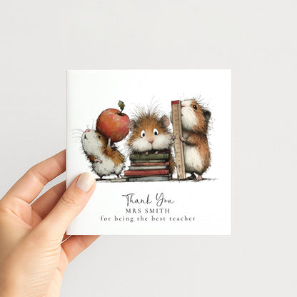 Thank You Teacher Card – Personalised Woodland Animal School Gift With Envelope