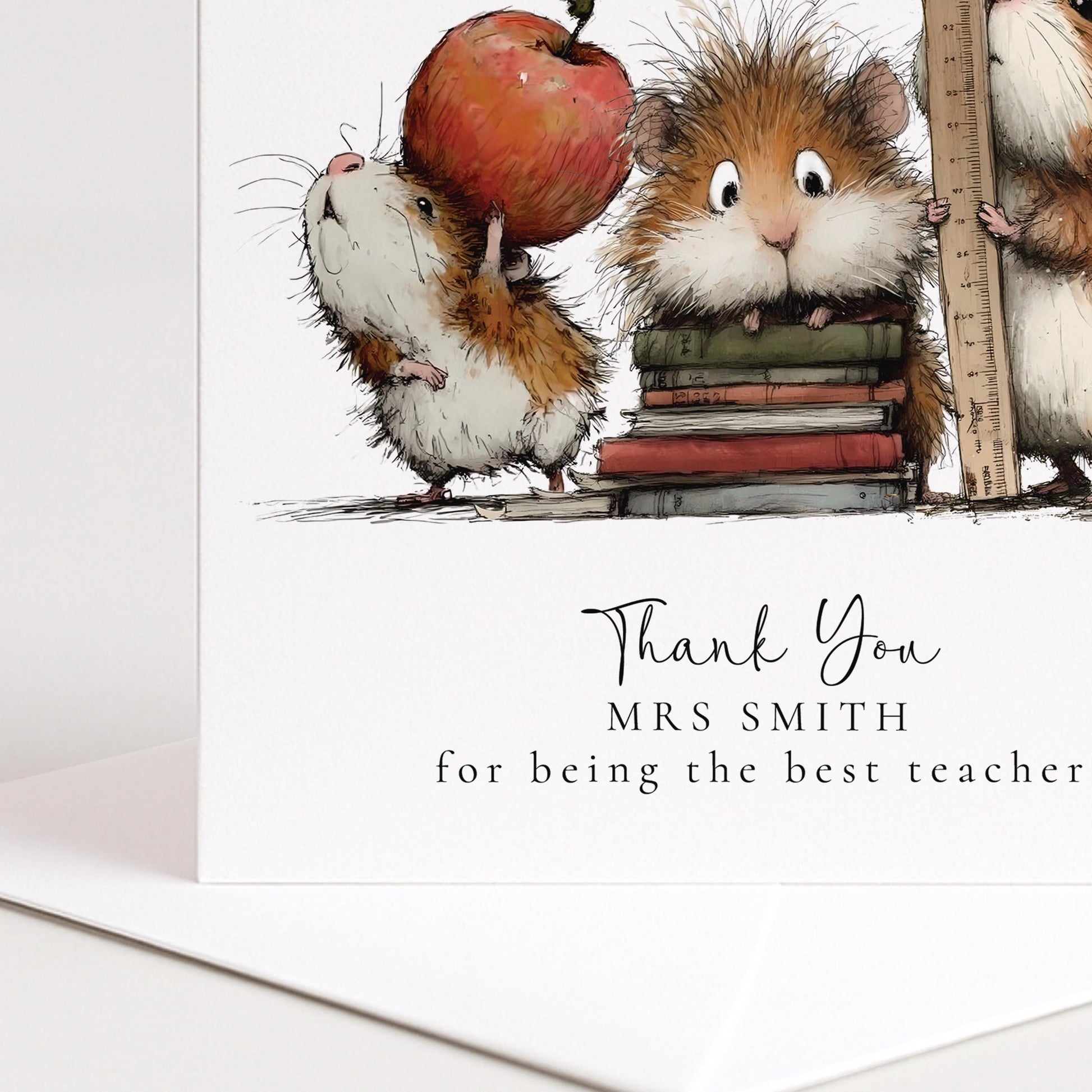 Thank You Teacher Card – Personalised Woodland Animal School Gift With Envelope