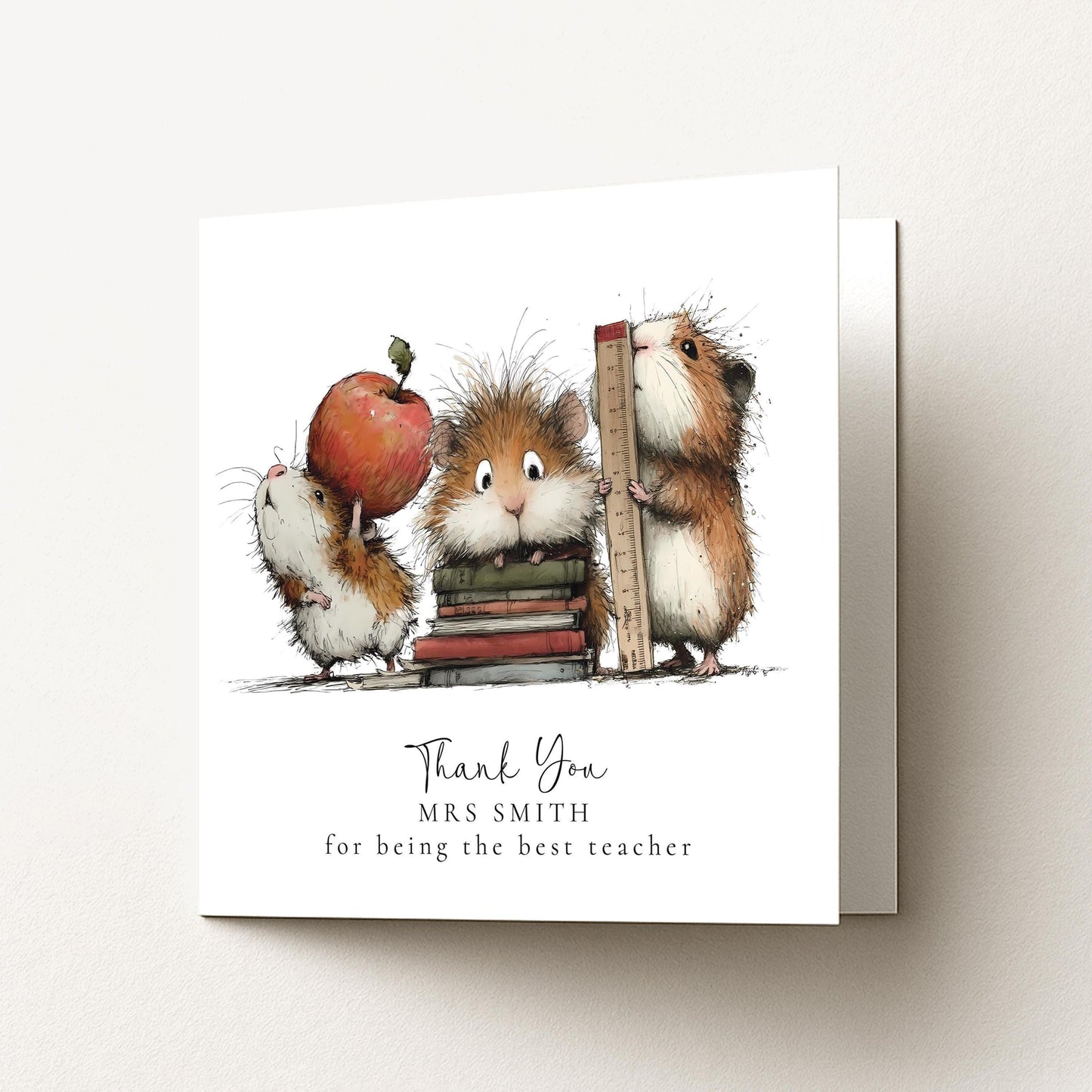 Thank You Teacher Card – Personalised Woodland Animal School Gift With Envelope