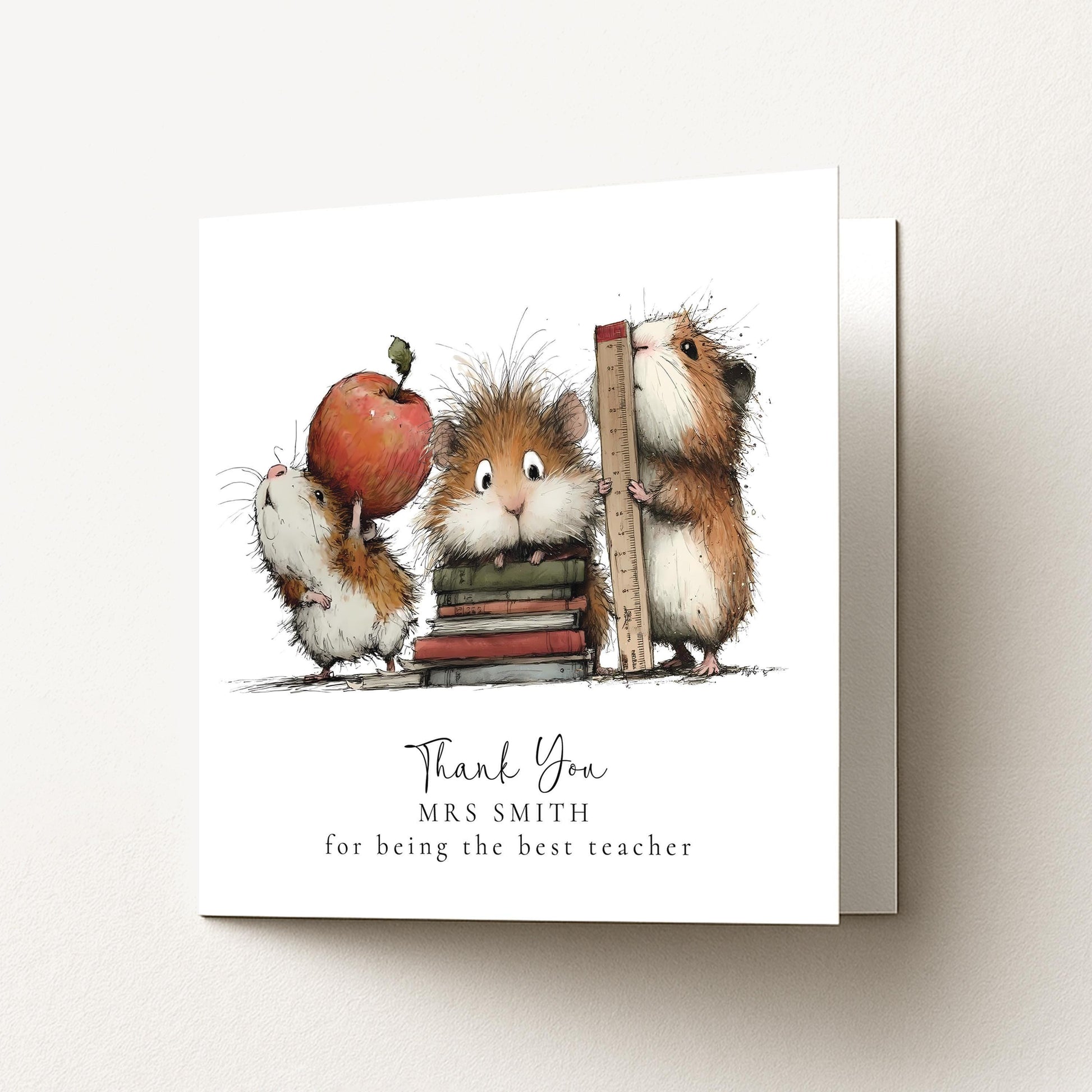Thank You Teacher Card – Personalised Woodland Animal School Gift With Envelope