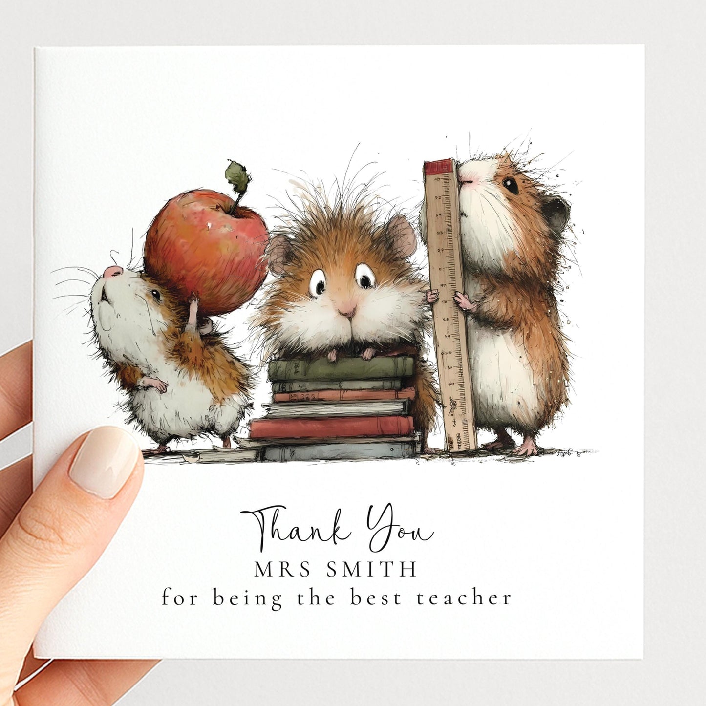 Thank You Teacher Card – Personalised Woodland Animal School Gift With Envelope
