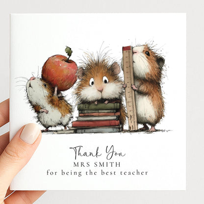 Thank You Teacher Card – Personalised Woodland Animal School Gift With Envelope