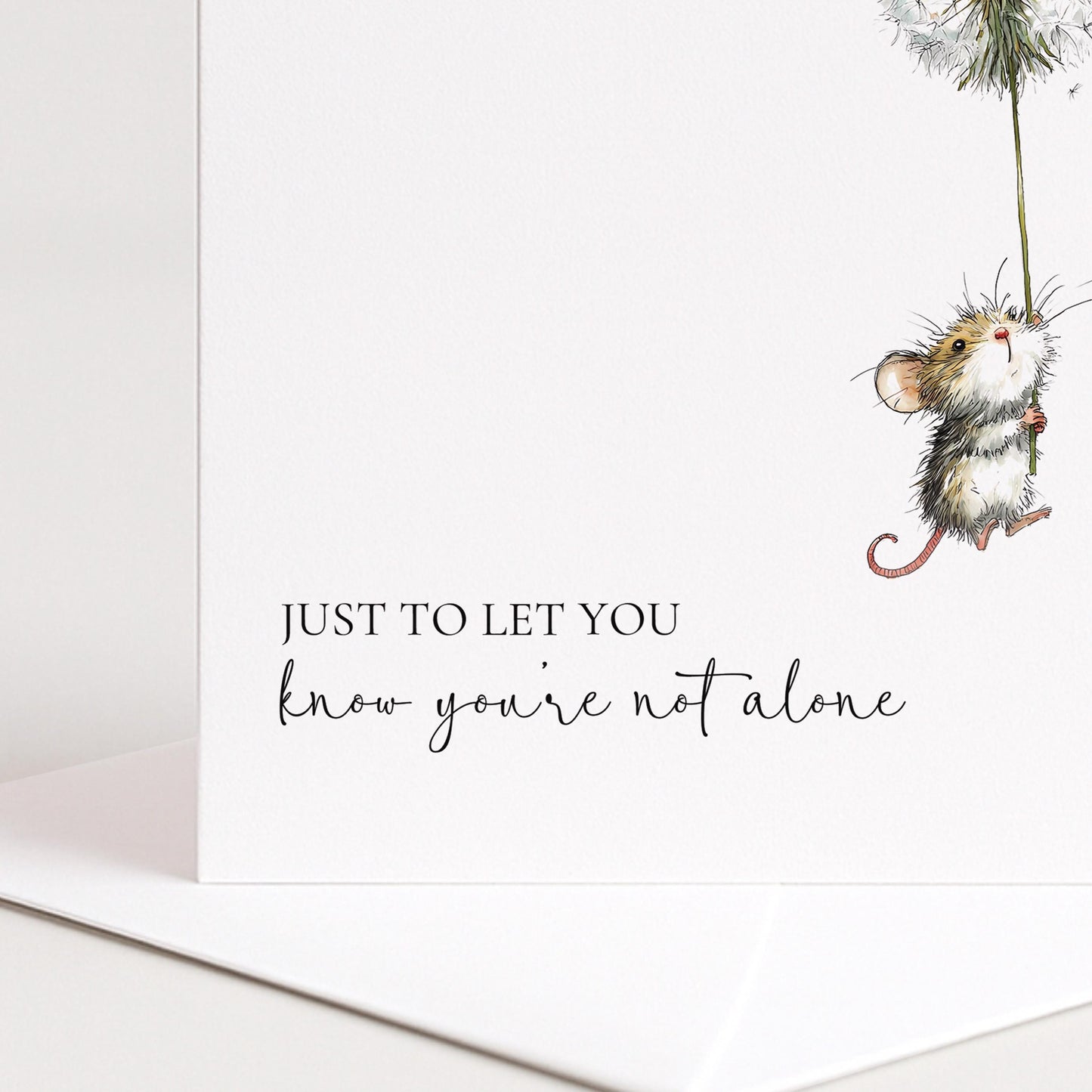 Thinking Of You Card - Comfort Greeting Card With Cute Mouse Illustration