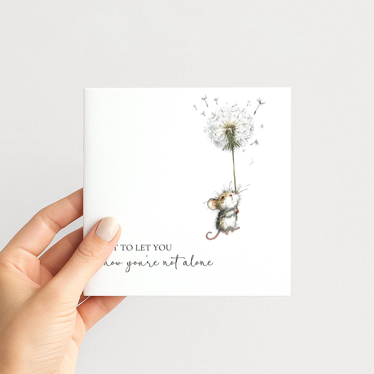 Thinking Of You Card - Comfort Greeting Card With Cute Mouse Illustration