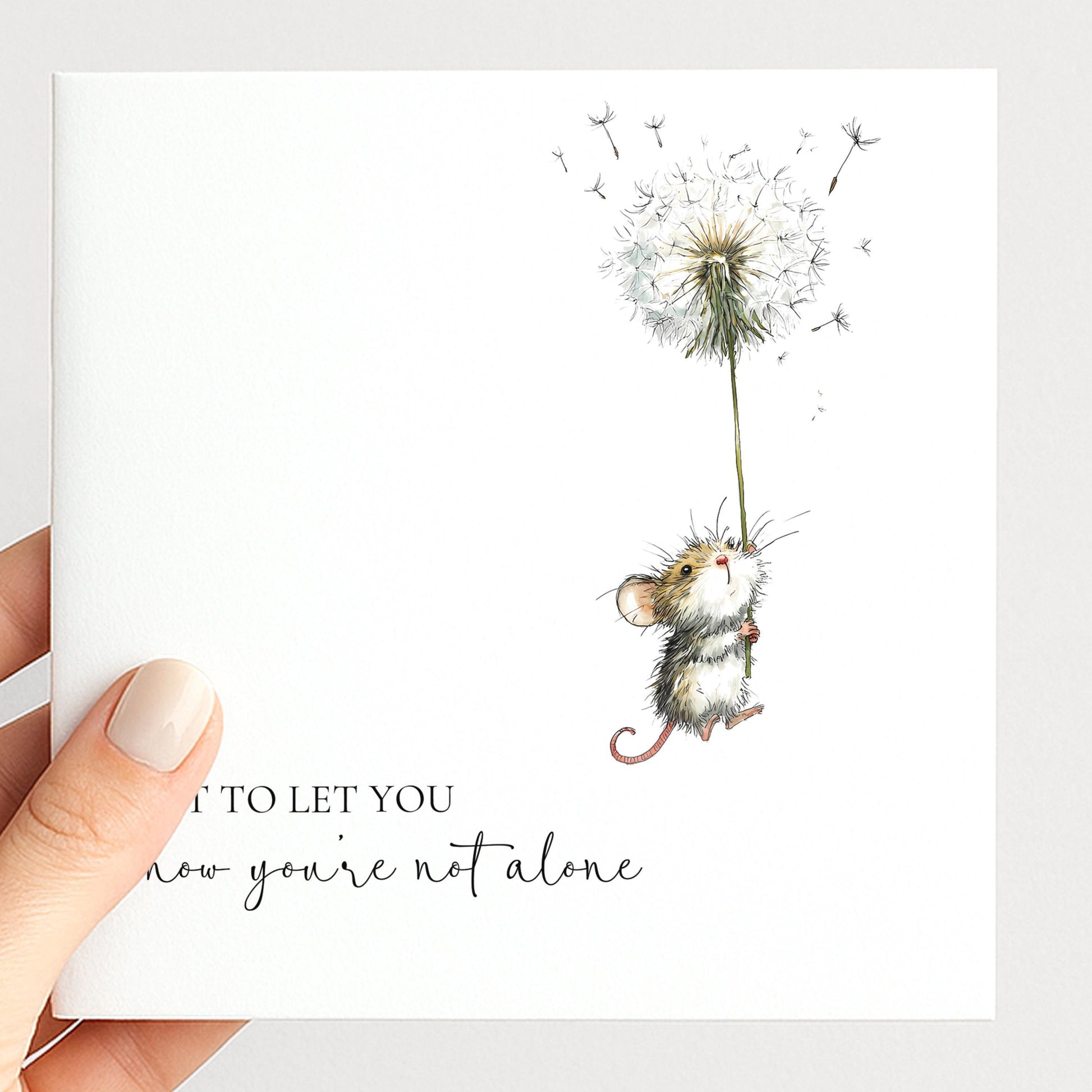Thinking Of You Card - Comfort Greeting Card With Cute Mouse Illustration