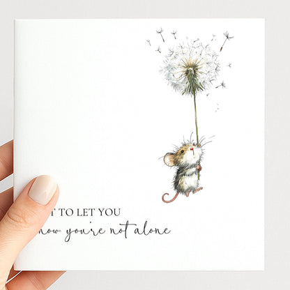 Thinking Of You Card - Comfort Greeting Card With Cute Mouse Illustration