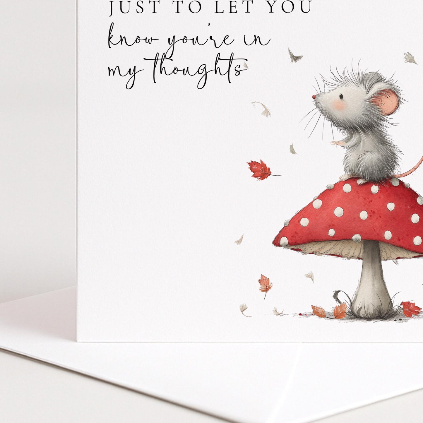Thinking Of You Card - Comfort Greeting Card With Mouse On Toadstool Design