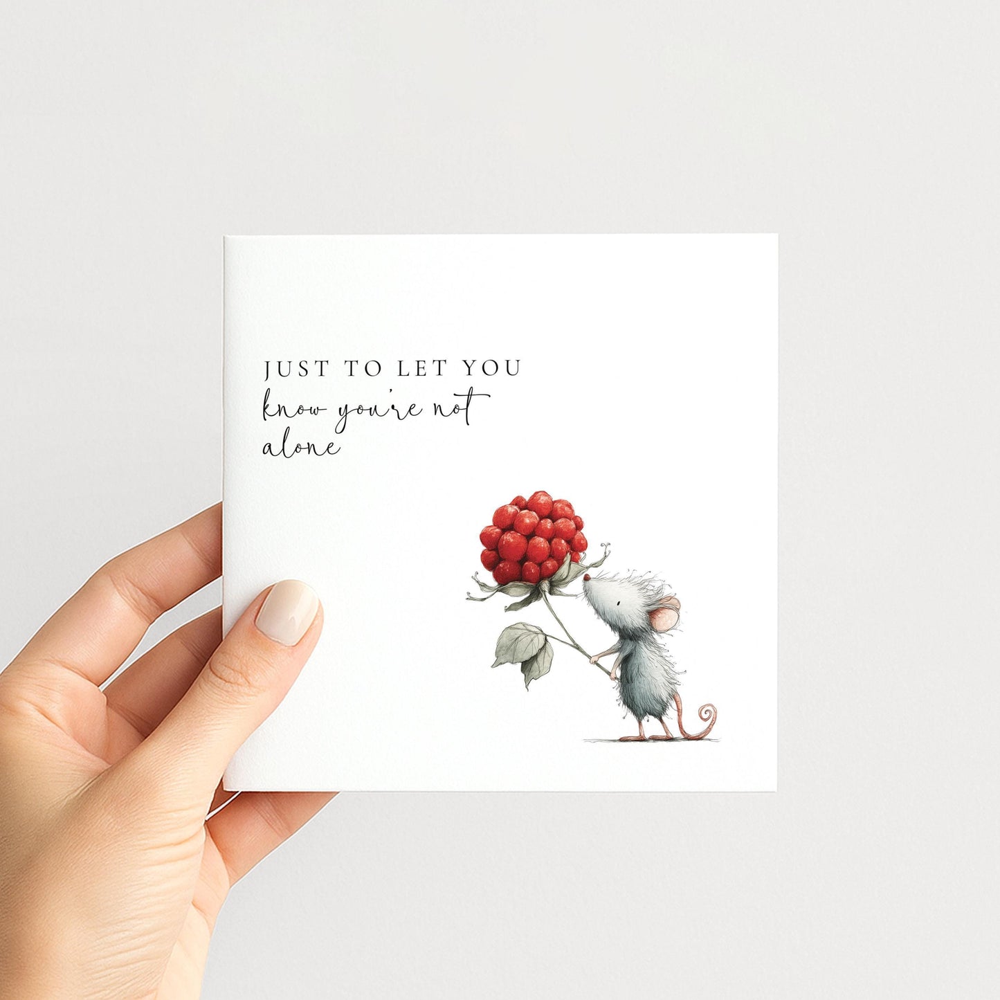 Thinking Of You Card – Comfort Support Friendship Greeting With Cute Mouse Design