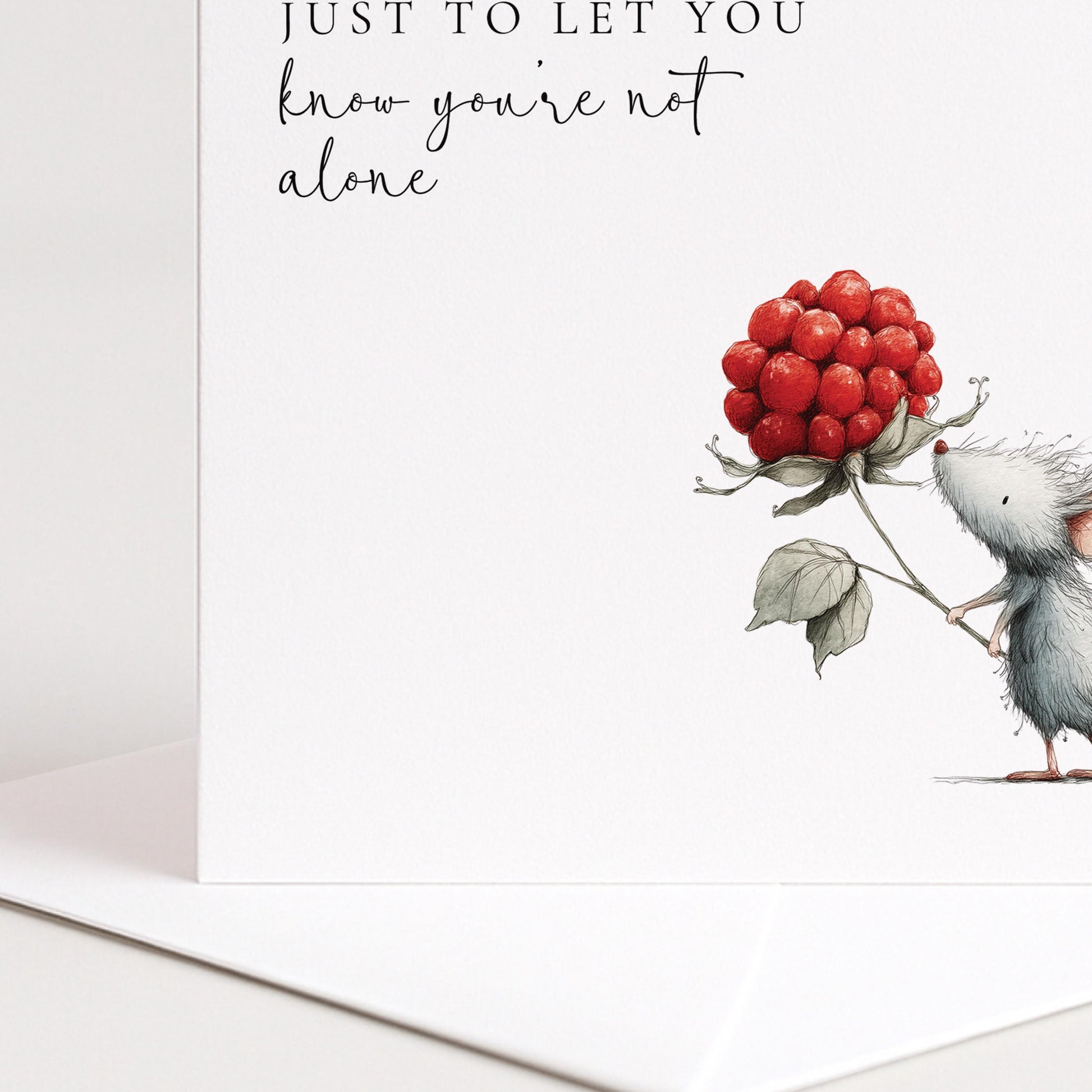 Thinking Of You Card – Comfort Support Friendship Greeting With Cute Mouse Design