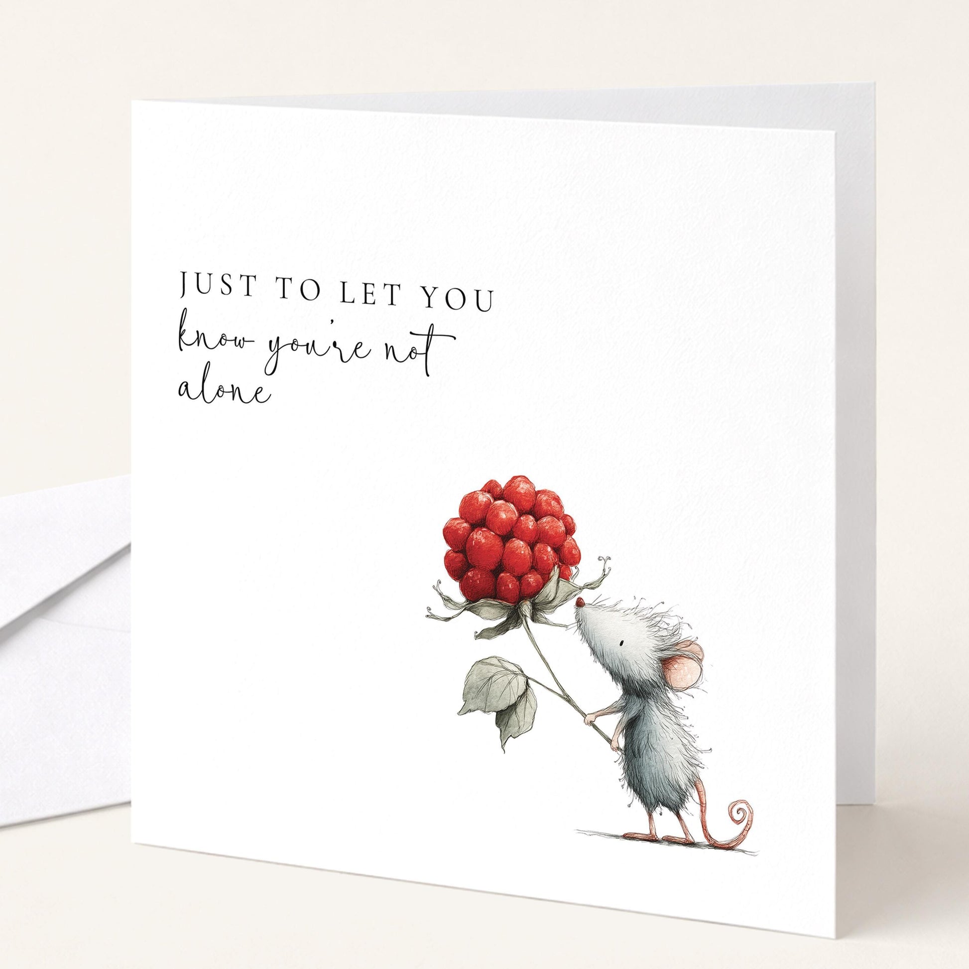 Thinking Of You Card – Comfort Support Friendship Greeting With Cute Mouse Design