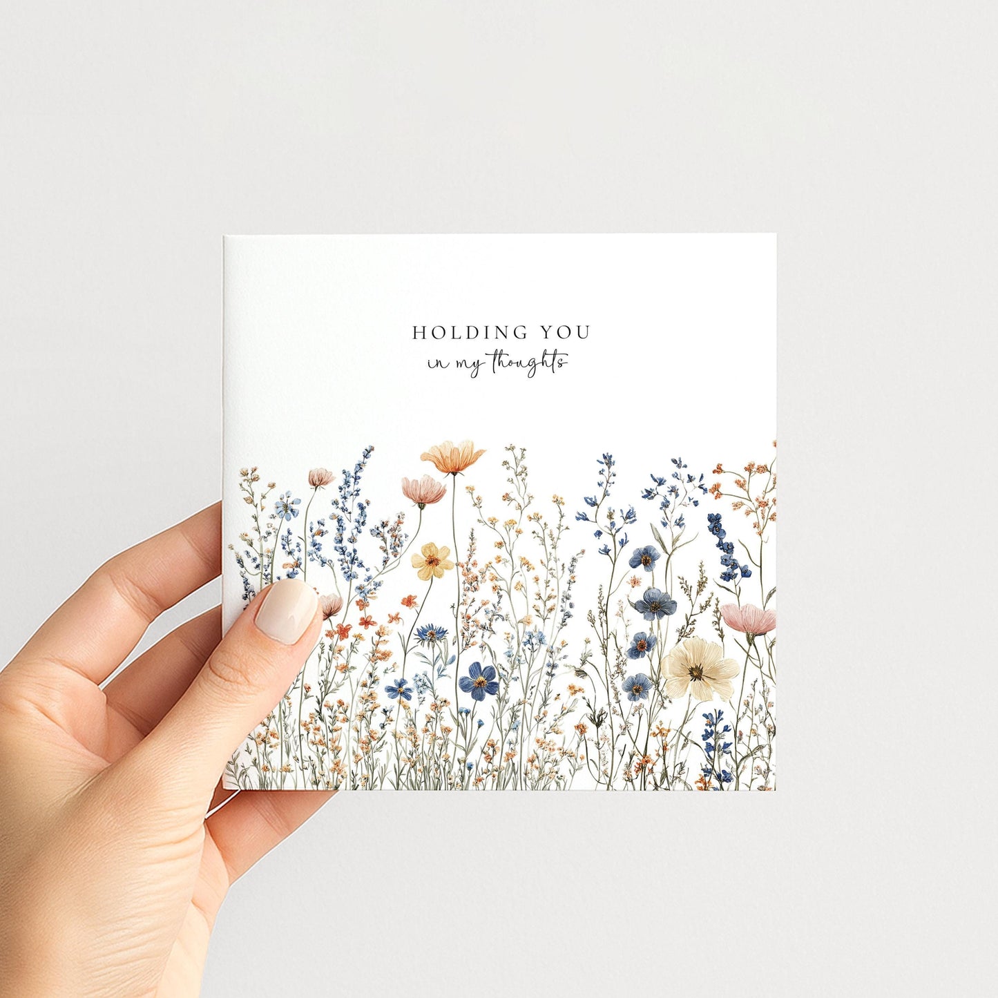 Thinking Of You Card – Wildflower Sympathy Greeting With Envelope Included