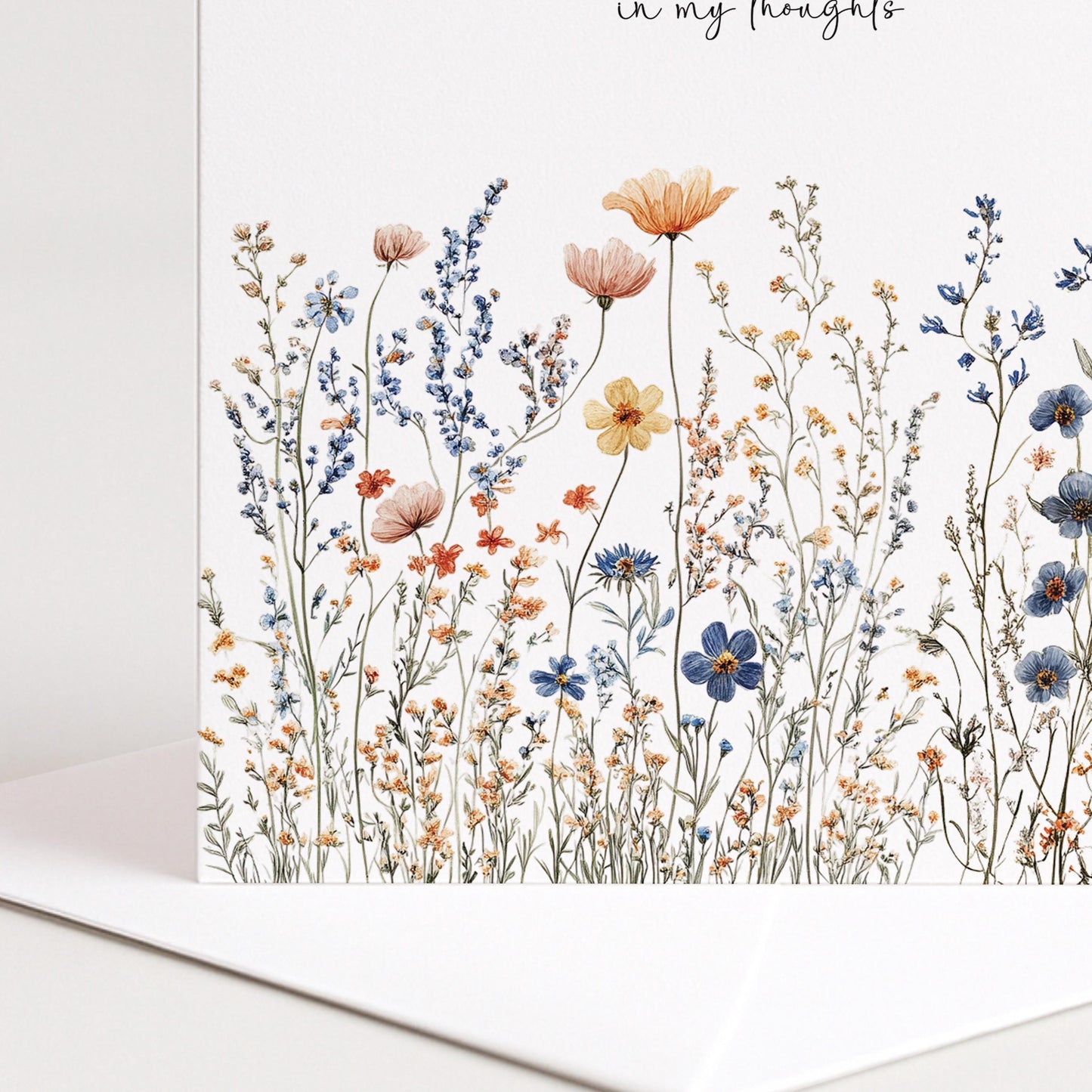 Thinking Of You Card – Wildflower Sympathy Greeting With Envelope Included