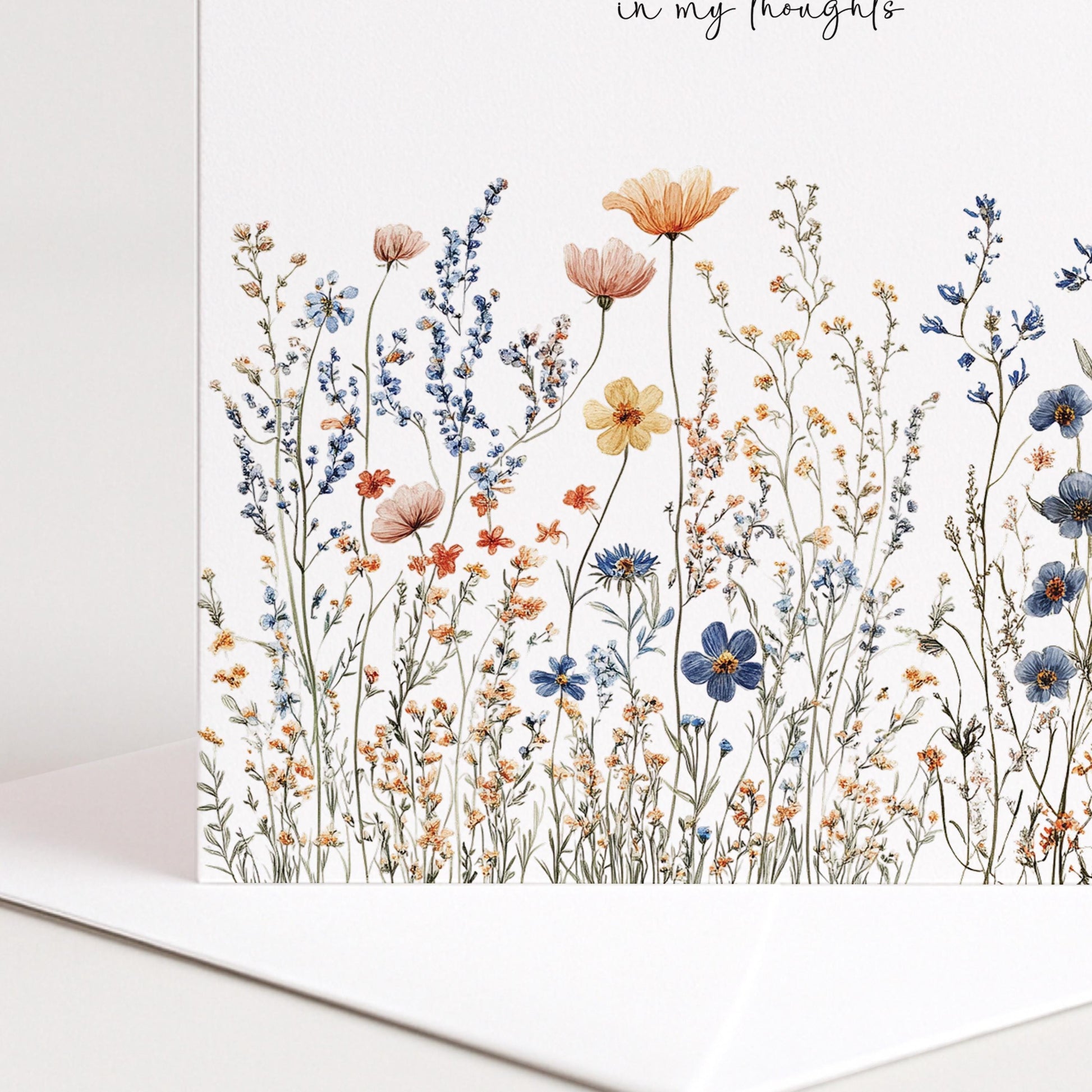 Thinking Of You Card – Wildflower Sympathy Greeting With Envelope Included