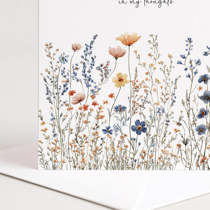 Thinking Of You Card – Wildflower Sympathy Greeting With Envelope Included