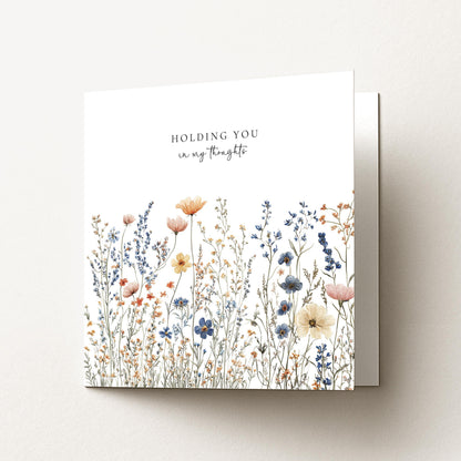 Thinking Of You Card – Wildflower Sympathy Greeting With Envelope Included
