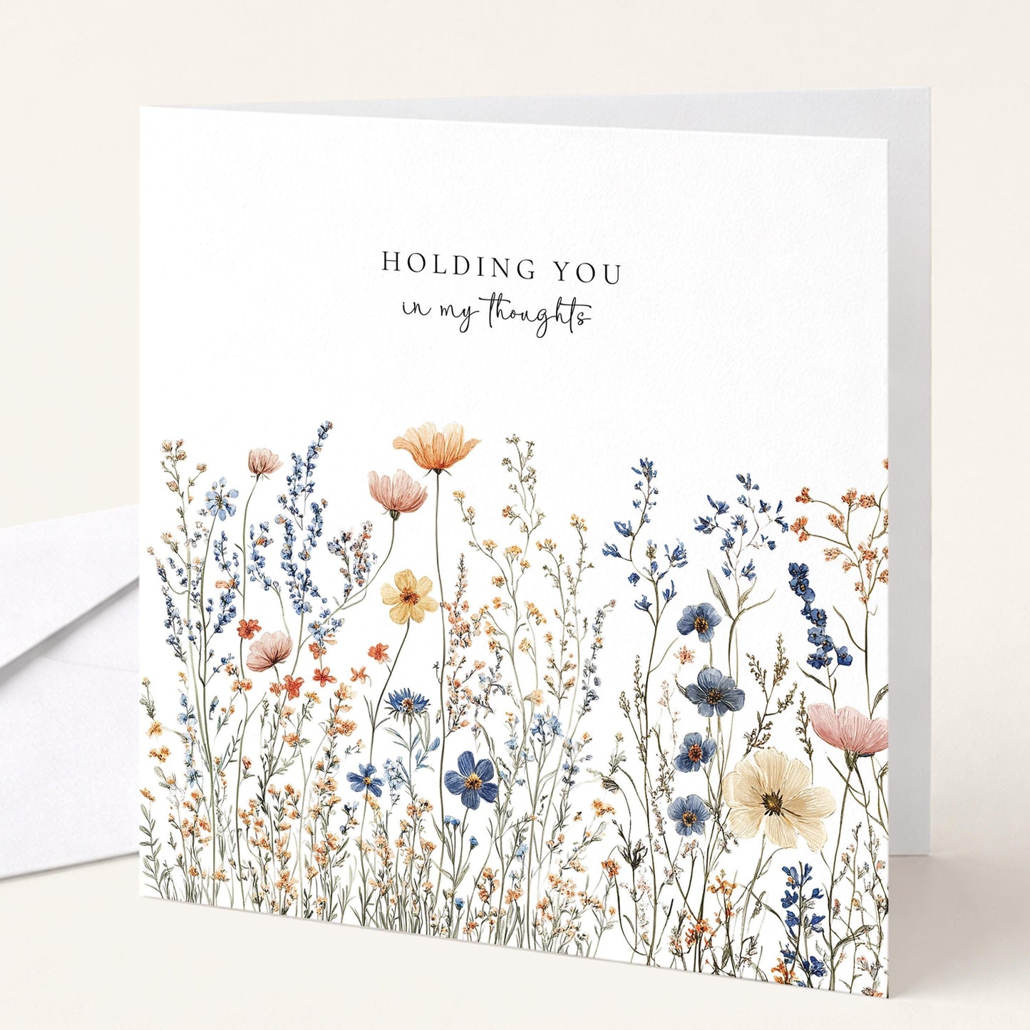 Thinking Of You Card – Wildflower Sympathy Greeting With Envelope Included