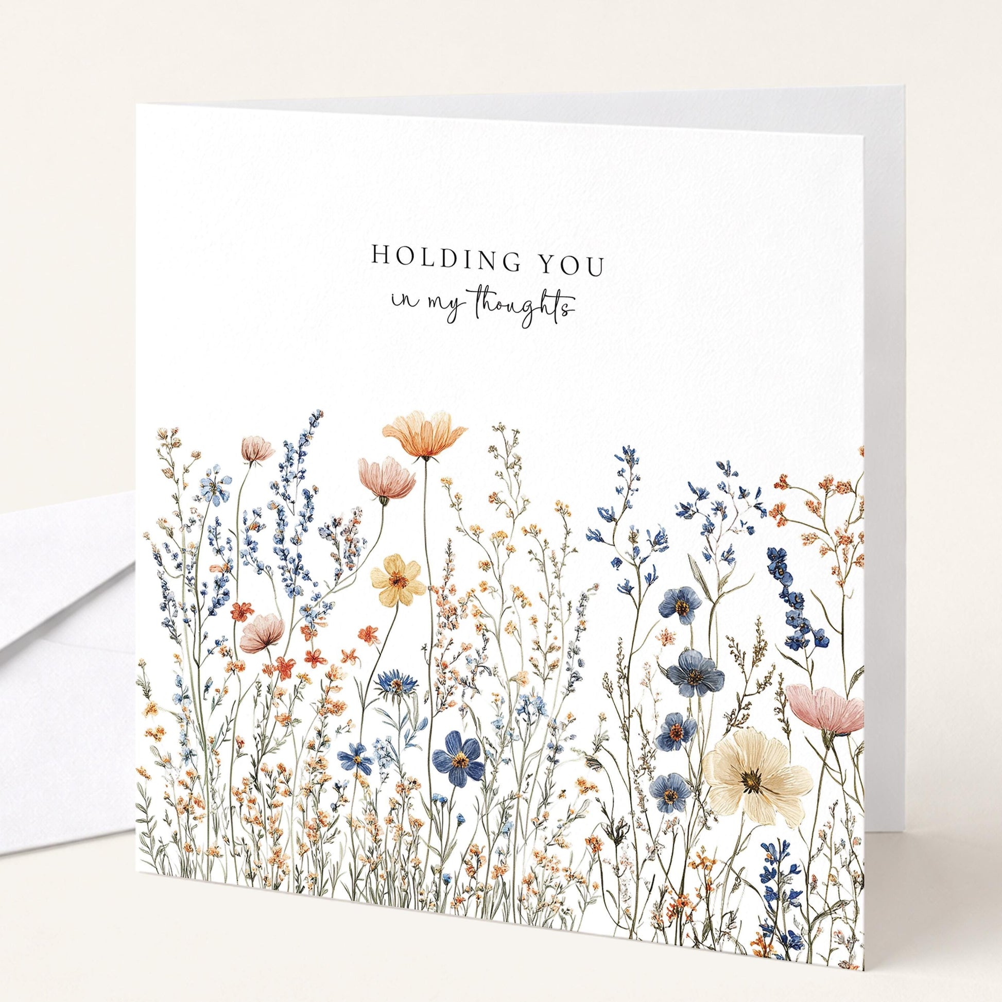 Thinking Of You Card – Wildflower Sympathy Greeting With Envelope Included