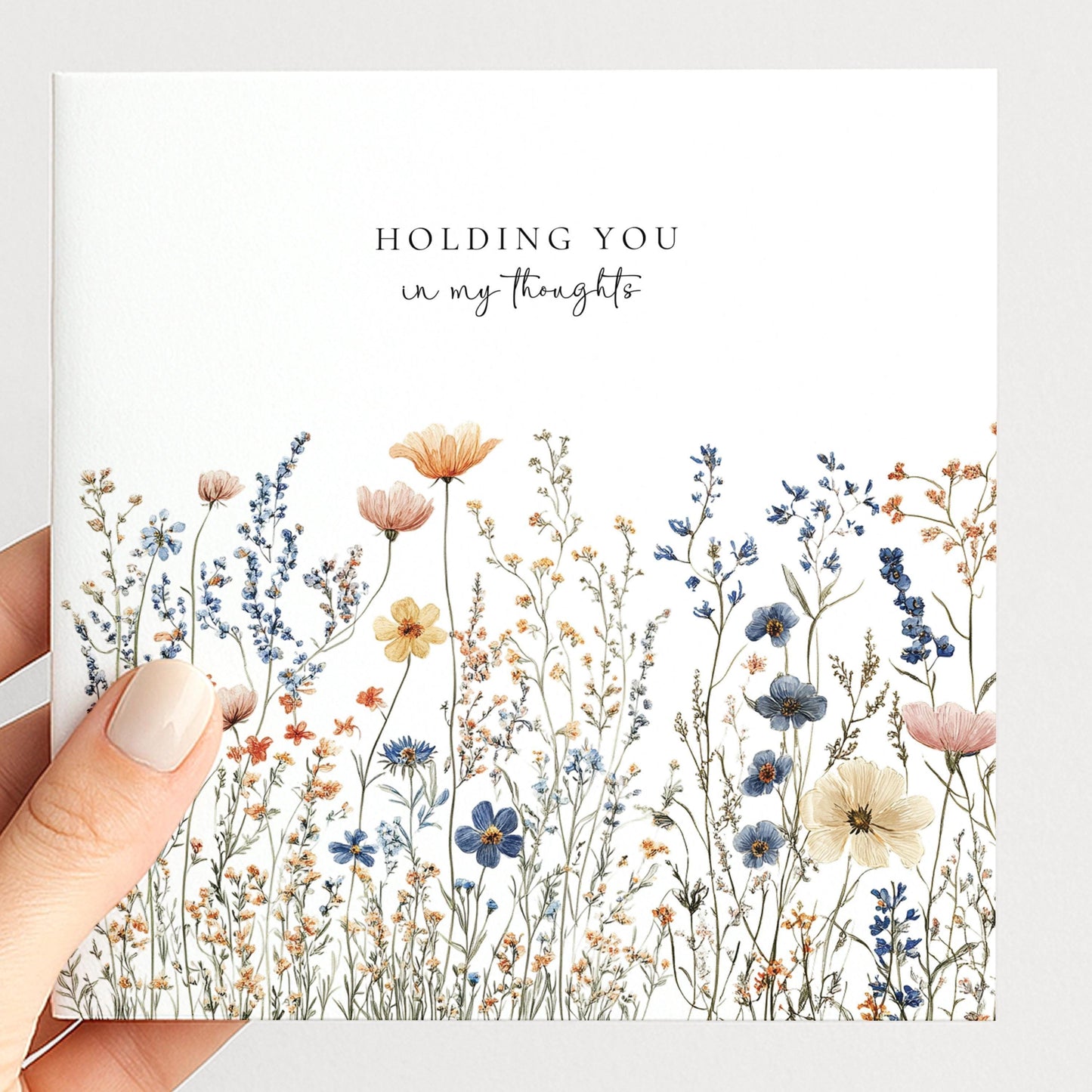 Thinking Of You Card – Wildflower Sympathy Greeting With Envelope Included