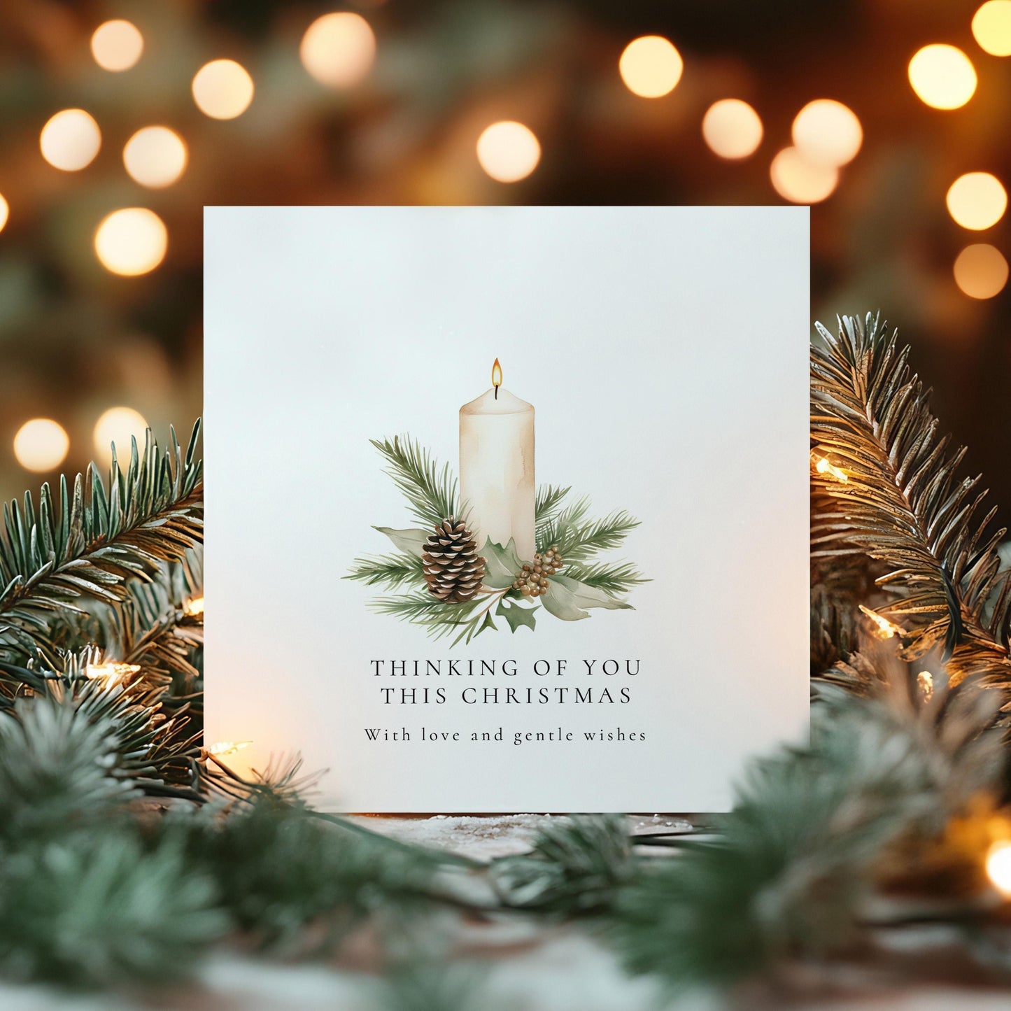Thinking Of You Christmas Card – Personalised Matte Finish Holiday Greeting