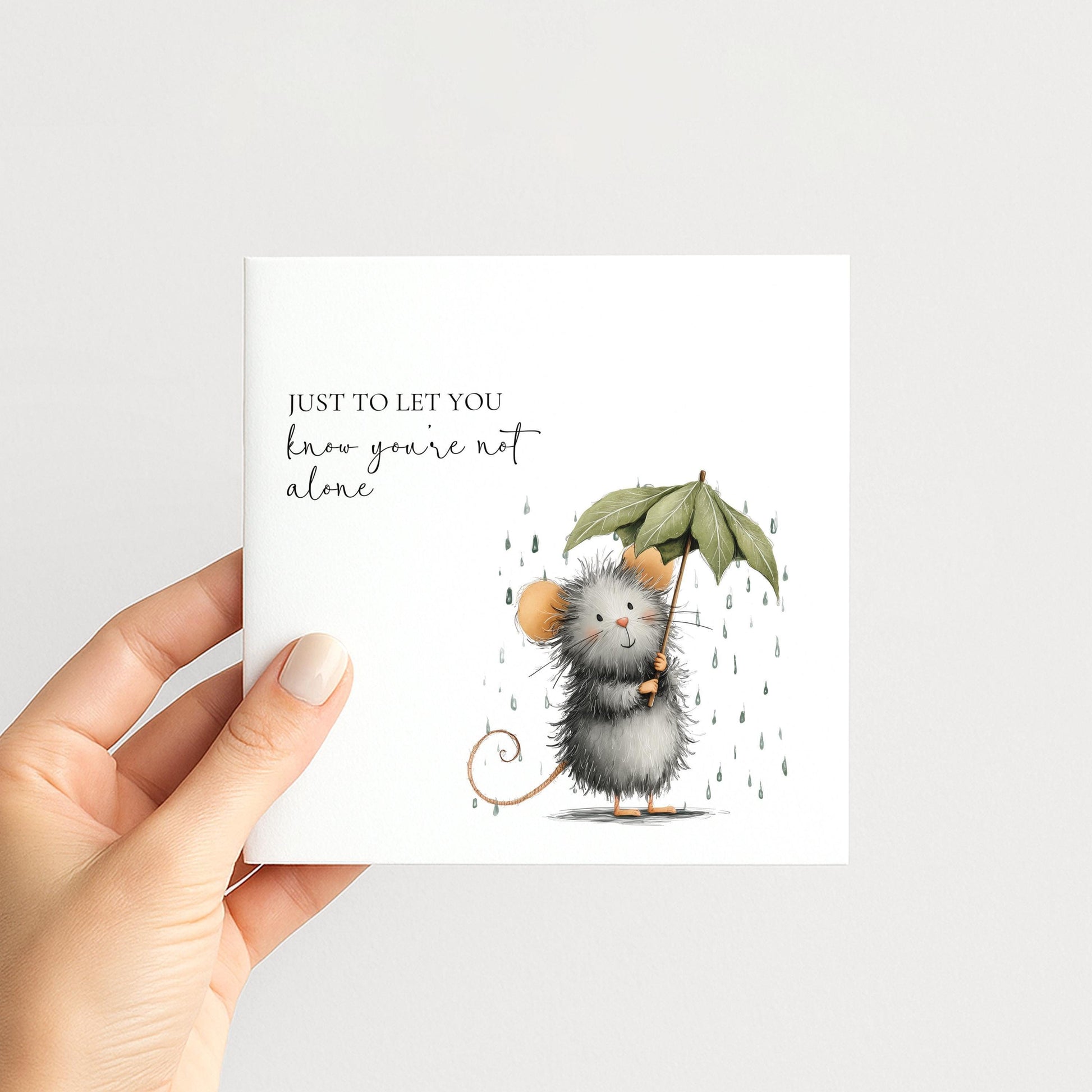 Thinking of You Card - Cute Mouse Comfort Greeting Card With Matte Finish