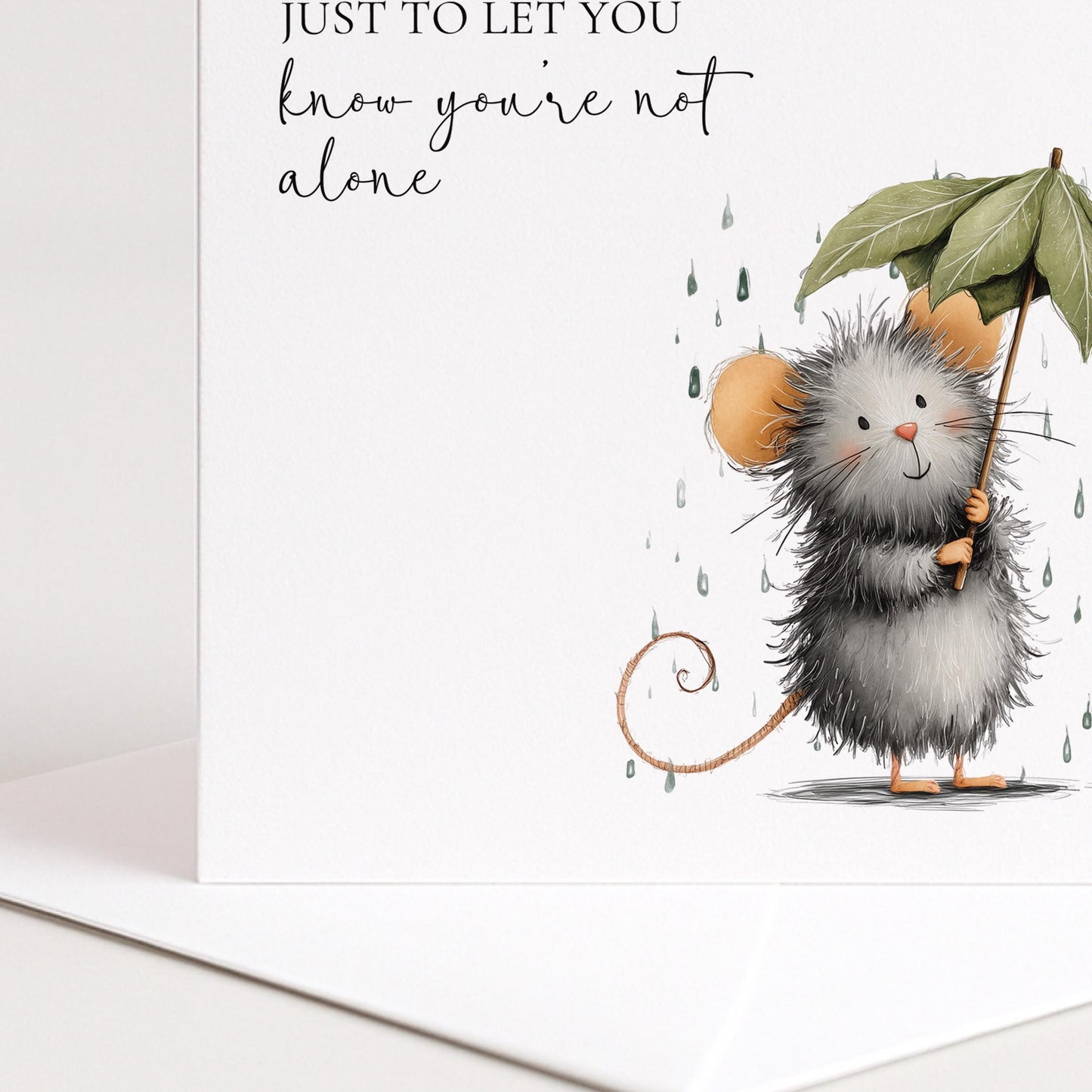 Thinking of You Card - Cute Mouse Comfort Greeting Card With Matte Finish