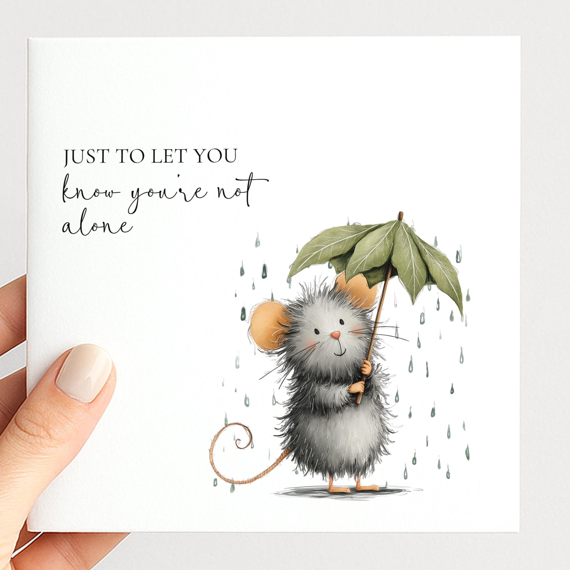 Thinking of You Card - Cute Mouse Comfort Greeting Card With Matte Finish