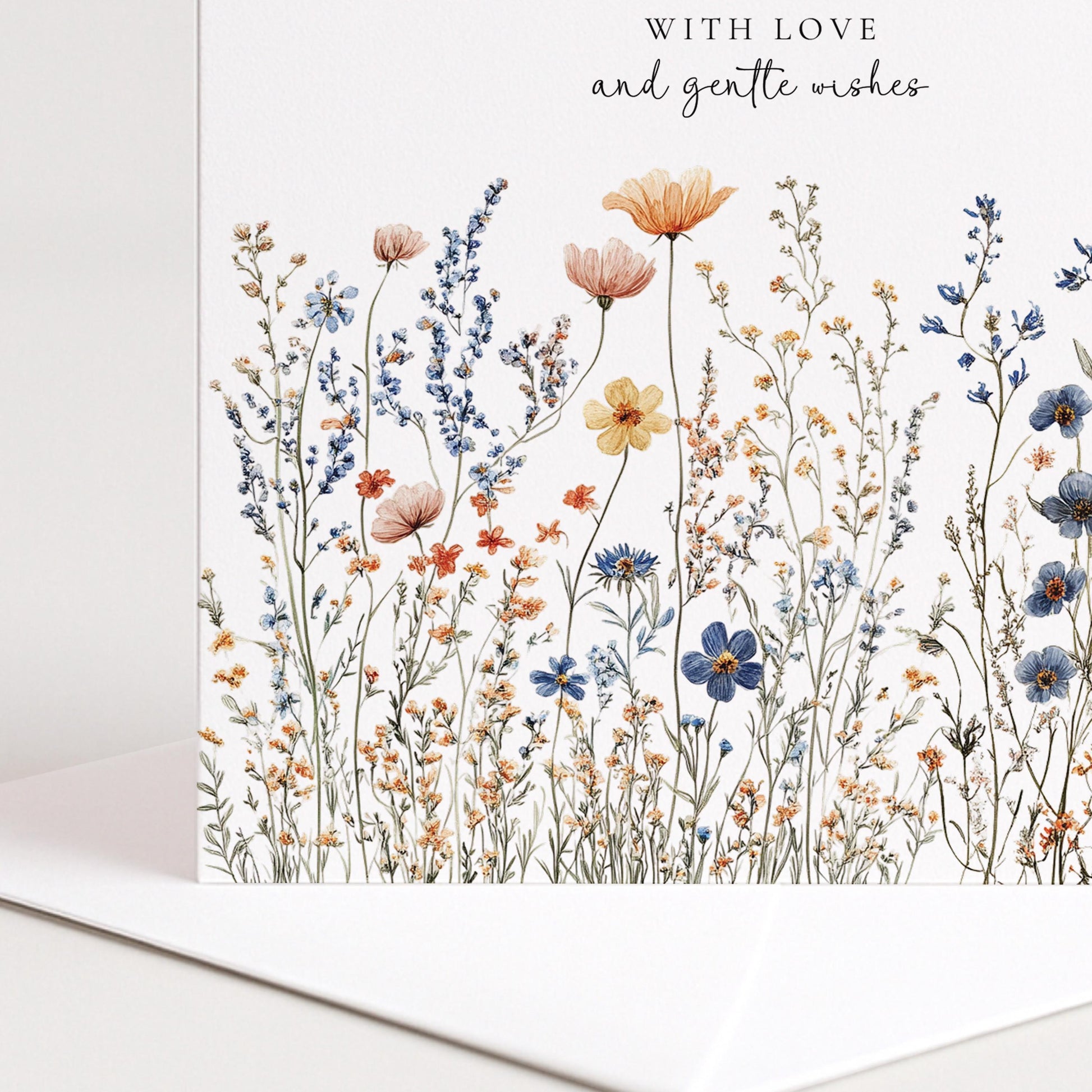 Thinking of You Card – Wildflower Design Sympathy Greeting Card With Gentle Wishes
