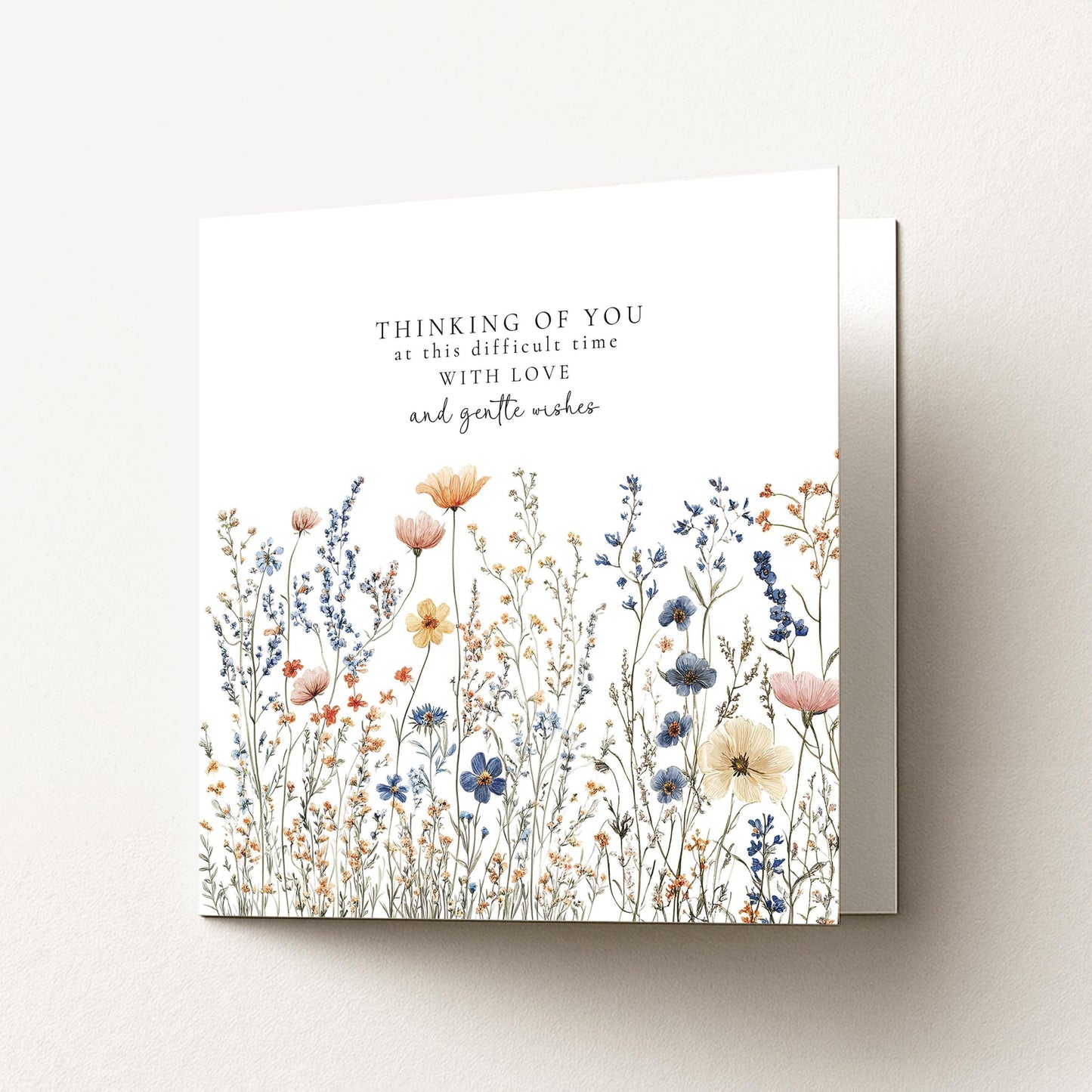 Thinking of You Card – Wildflower Design Sympathy Greeting Card With Gentle Wishes