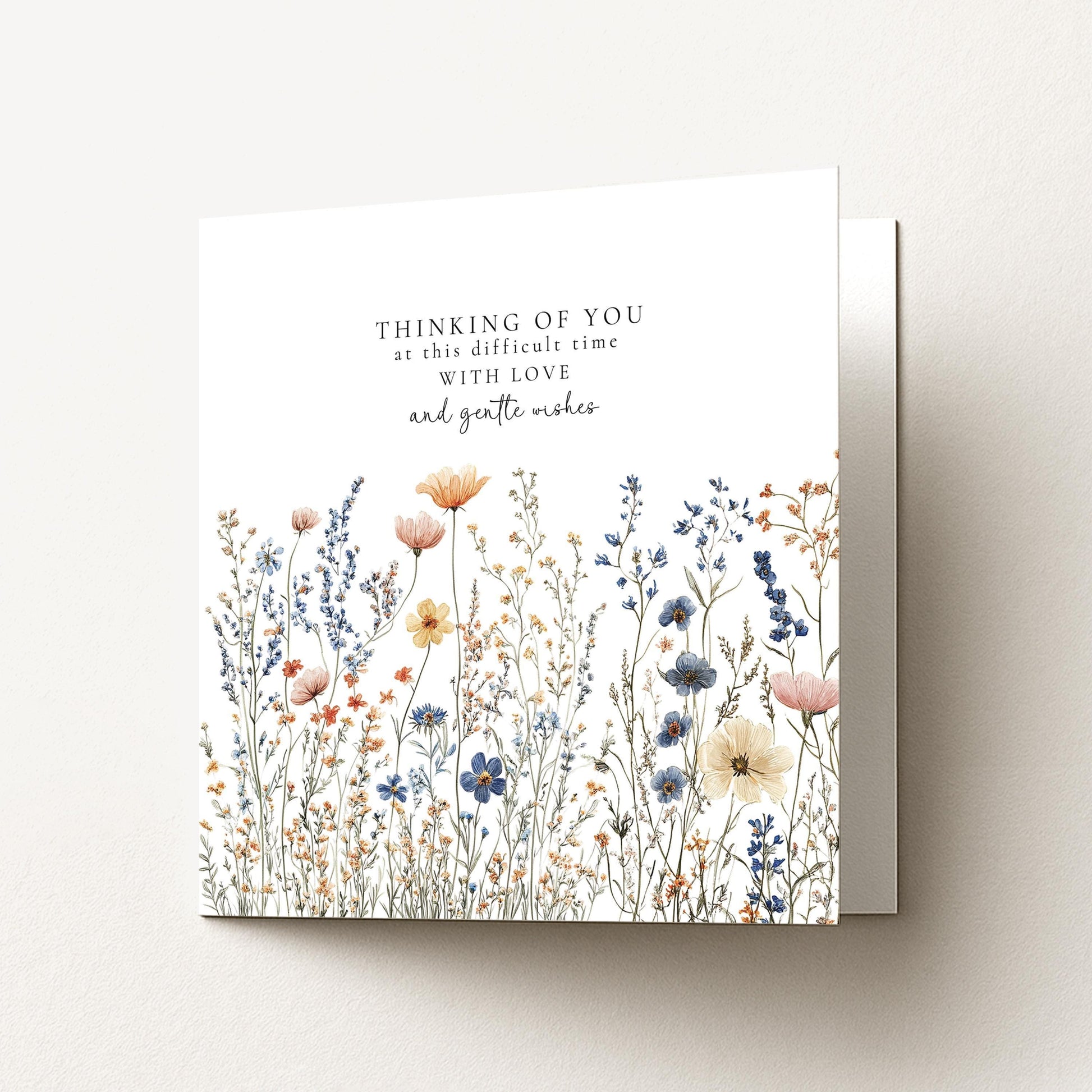 Thinking of You Card – Wildflower Design Sympathy Greeting Card With Gentle Wishes