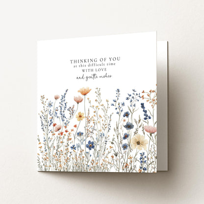 Thinking of You Card – Wildflower Design Sympathy Greeting Card With Gentle Wishes