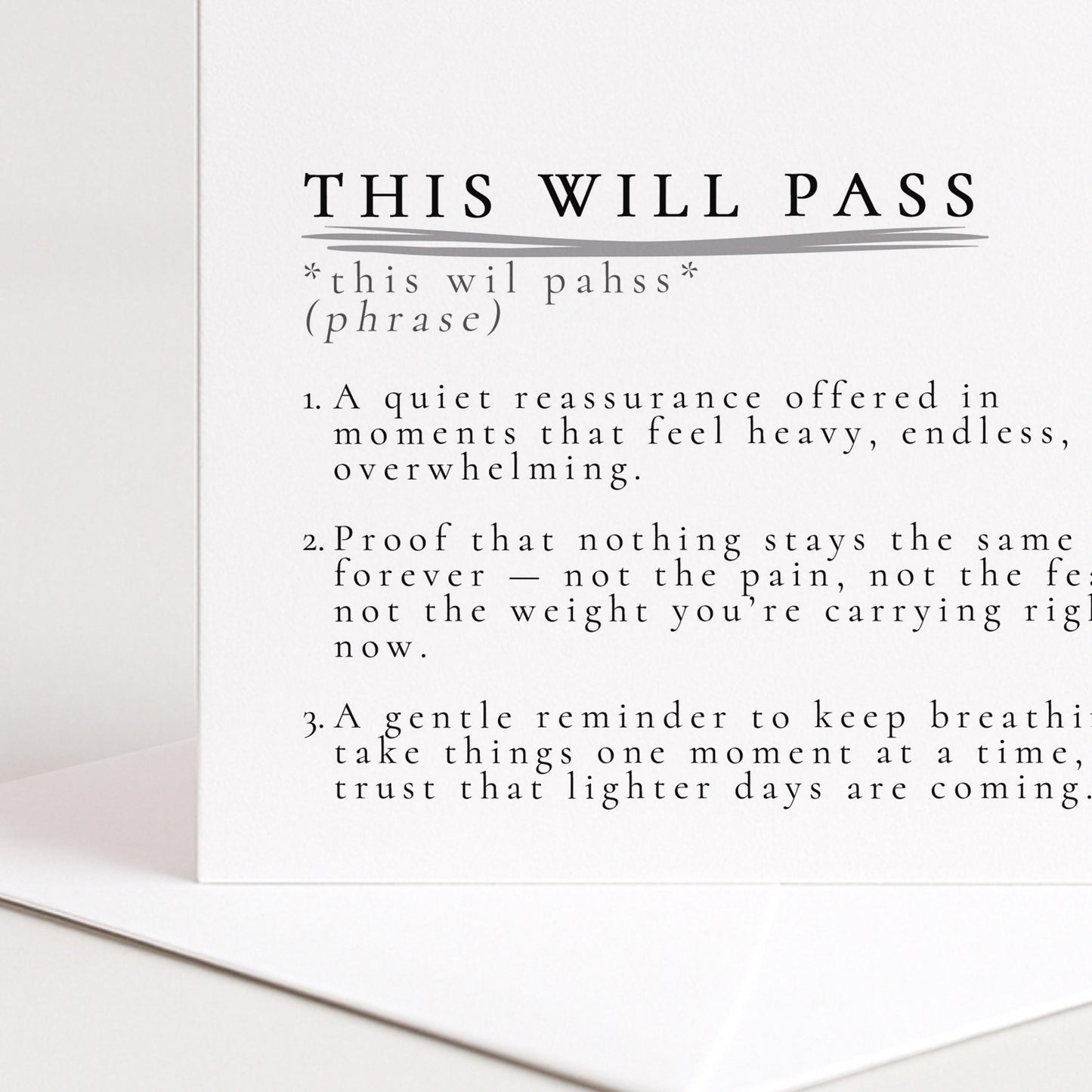 This Will Pass Card – Encouragement & Support Greeting Card With Gentle Words