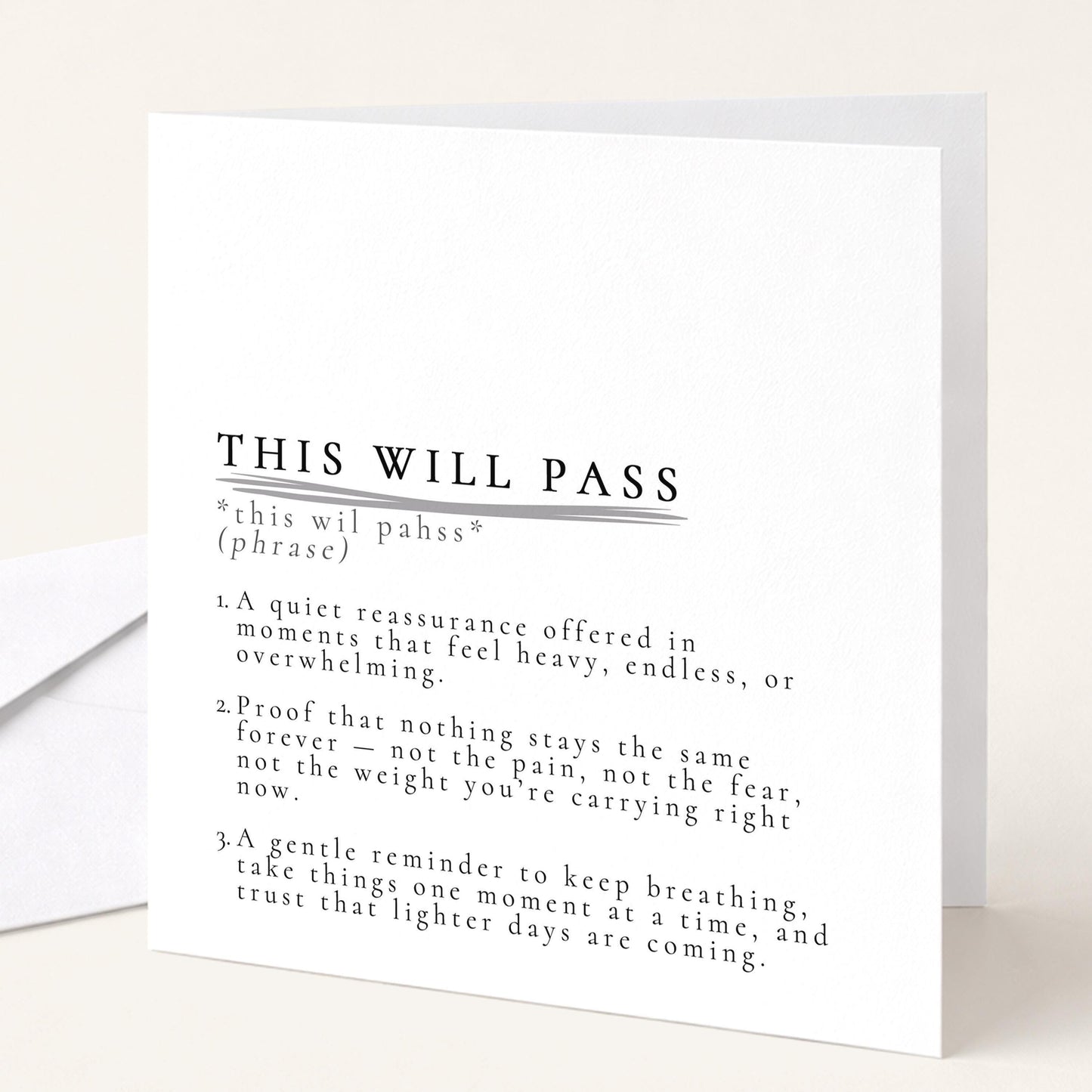 This Will Pass Card – Encouragement & Support Greeting Card With Gentle Words