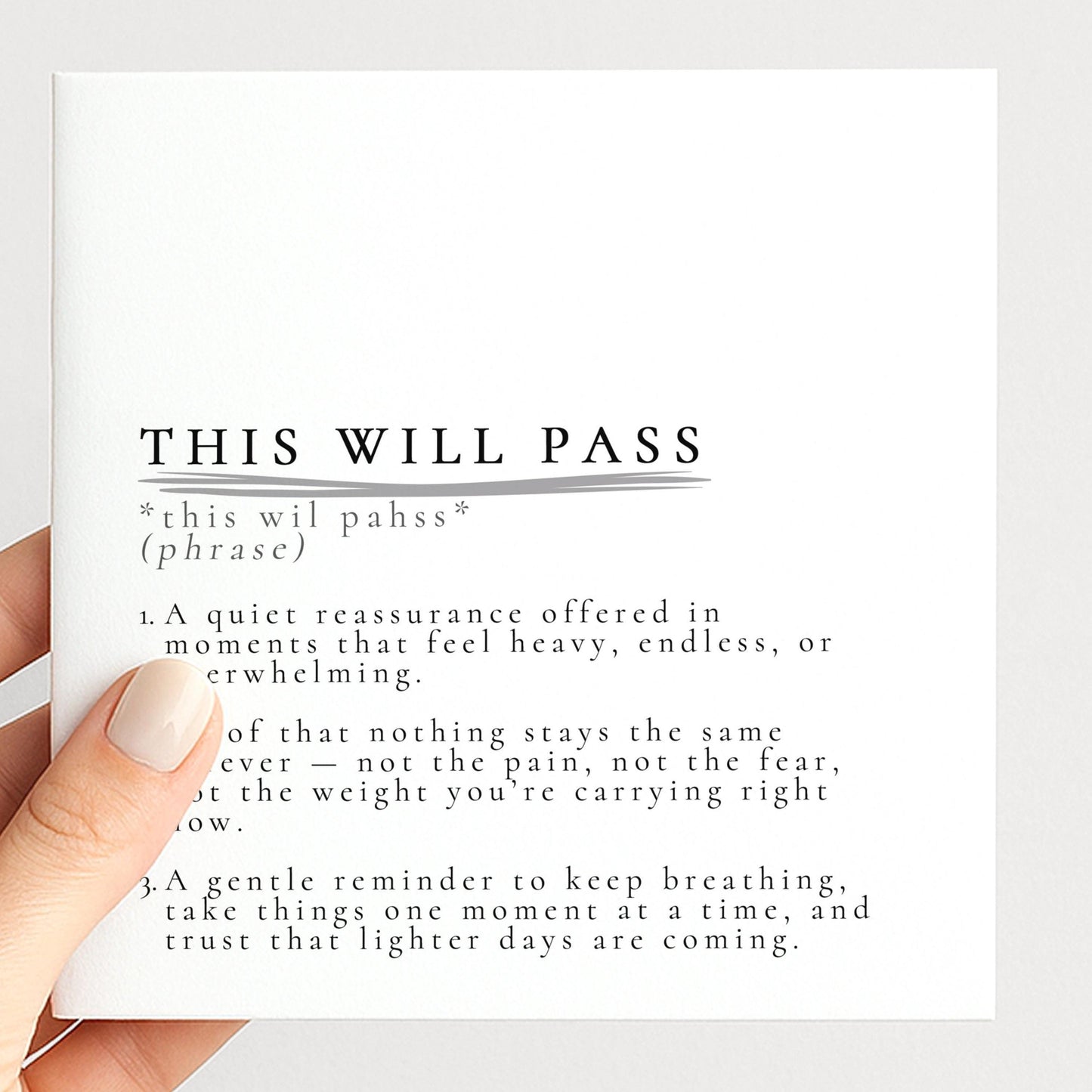 This Will Pass Card – Encouragement & Support Greeting Card With Gentle Words