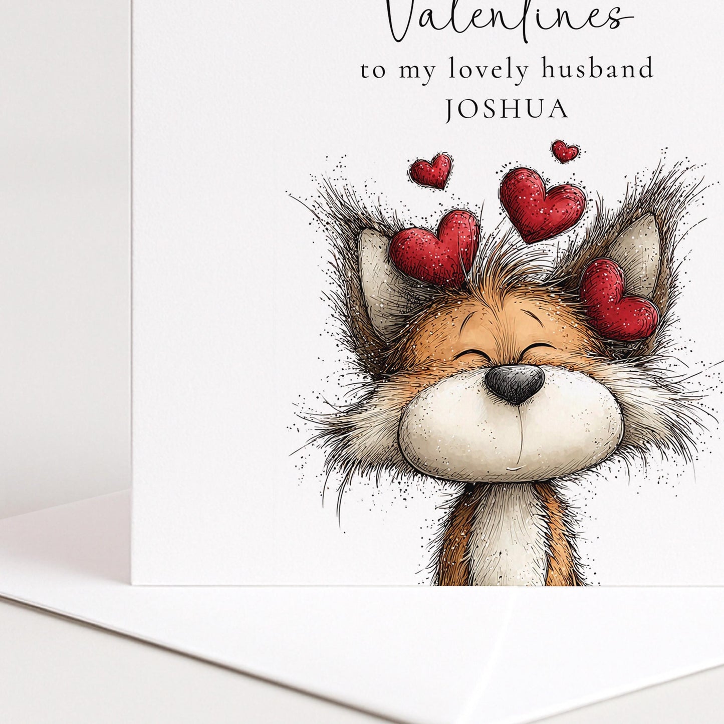 Valentine Card Husband - Personalised Romantic Fox Valentine Card With Soft Matte Finish