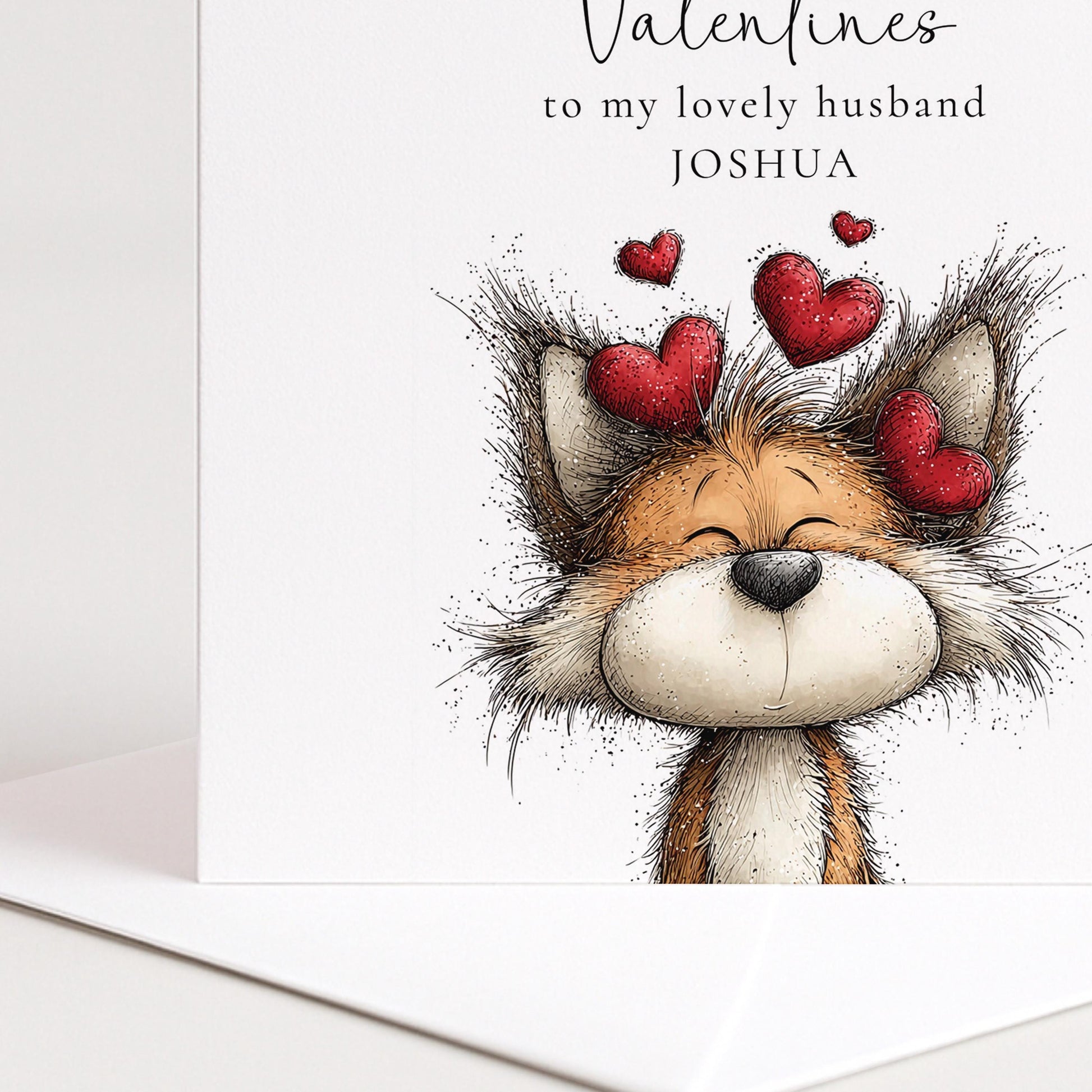 Valentine Card Husband - Personalised Romantic Fox Valentine Card With Soft Matte Finish
